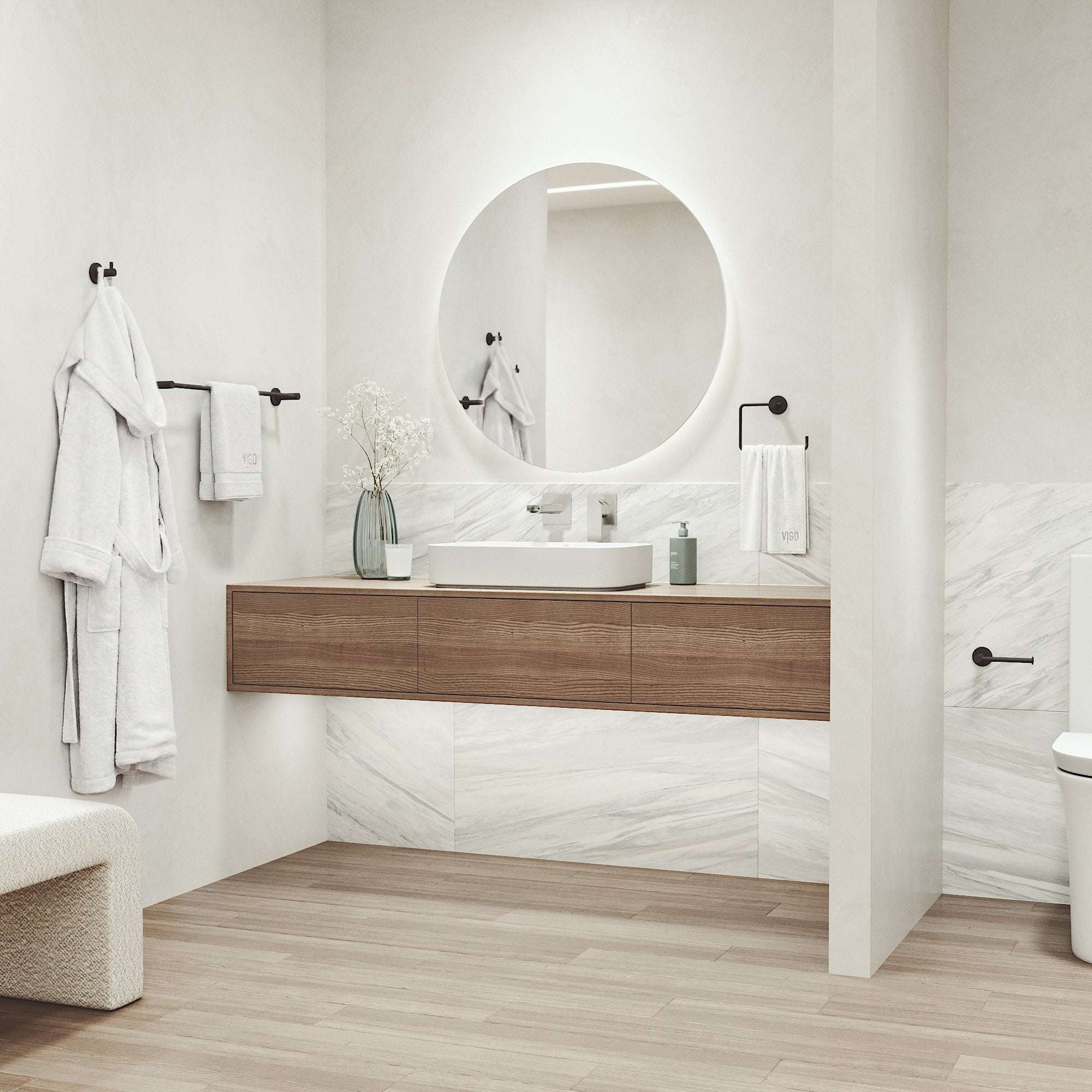 Cass 4-Piece Bath Hardware Set with 24 in. Towel Bar, Toilet Paper Holder, Hand Towel Holder, Hook - Image 41