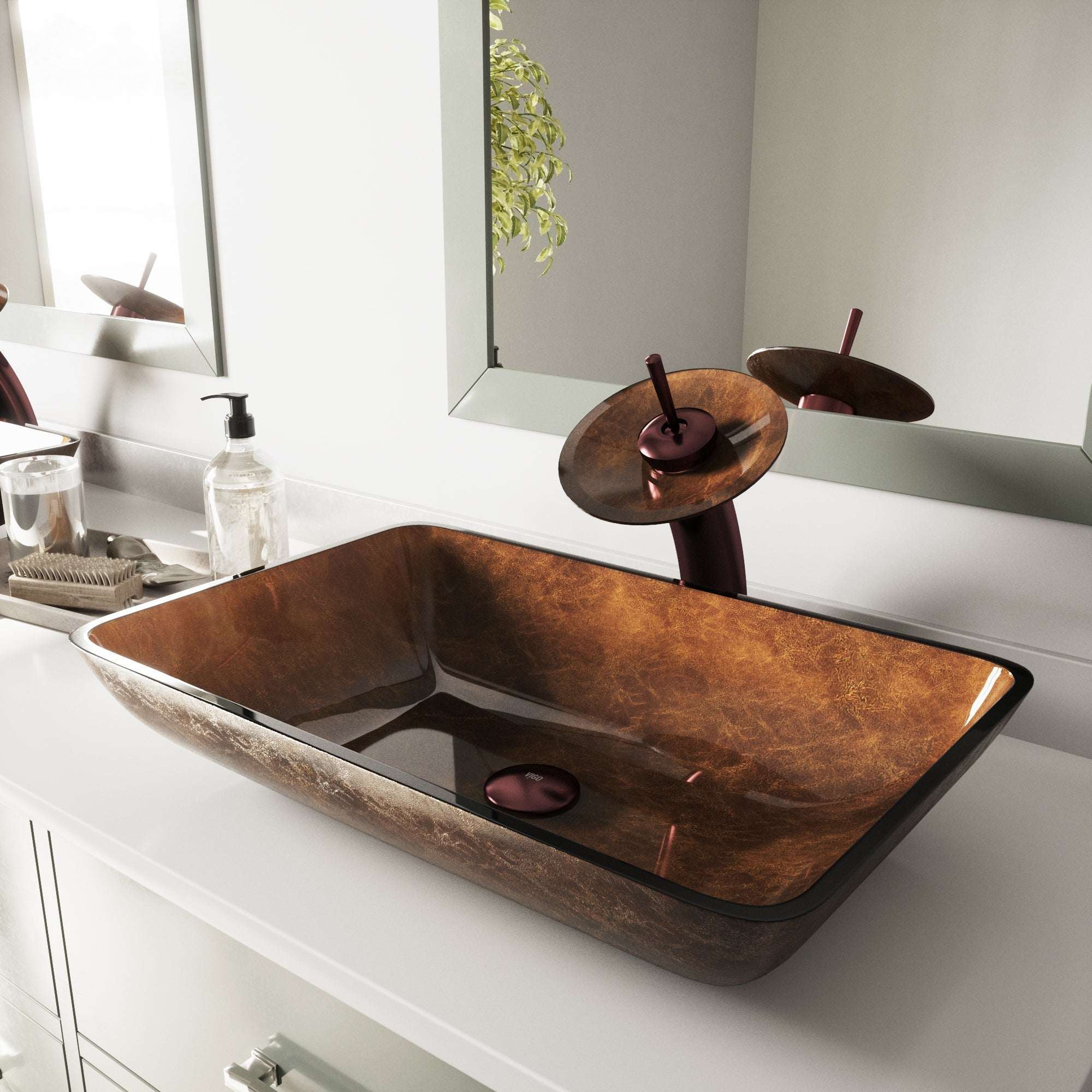 Donatella Rectangular Glass Vessel Sink - Image 12