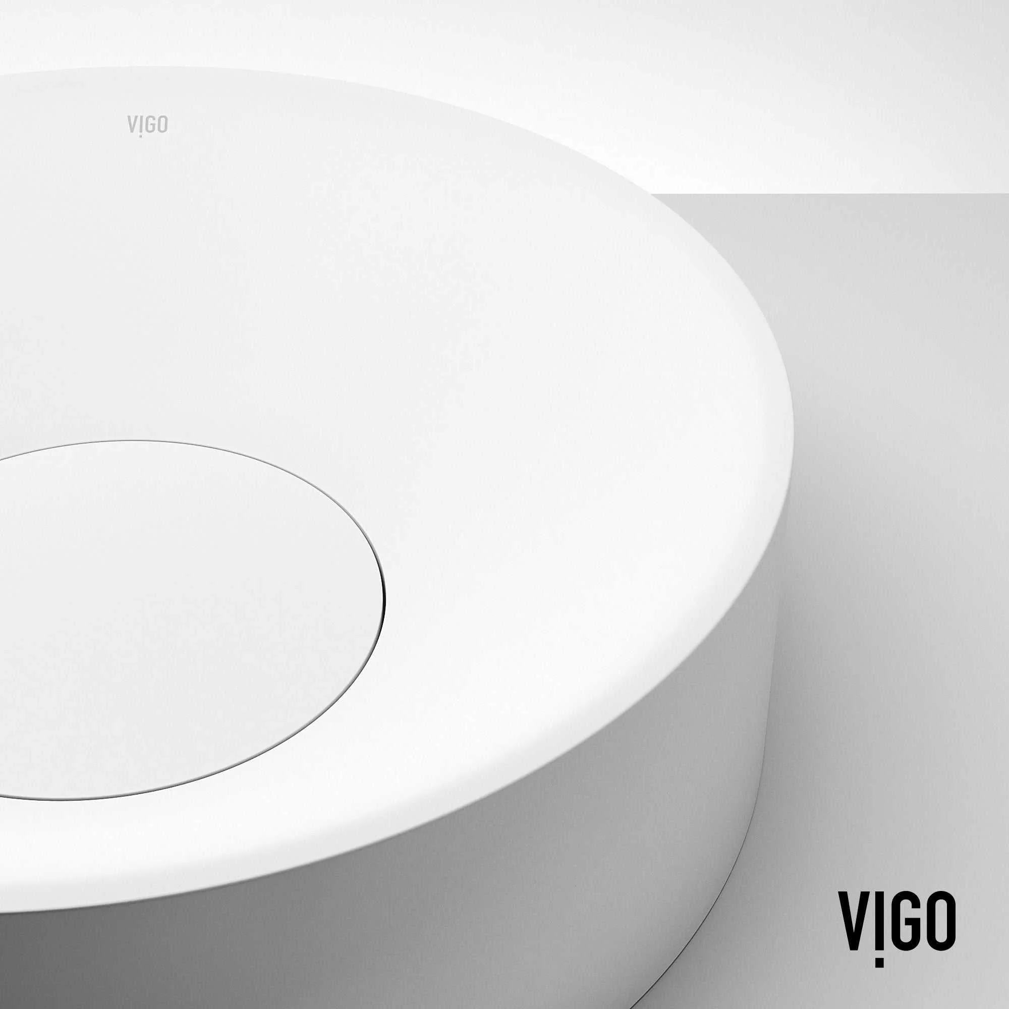 Elan Modern White Matte Stone™ 16 in. Round Vessel Bathroom Sink - Image 12