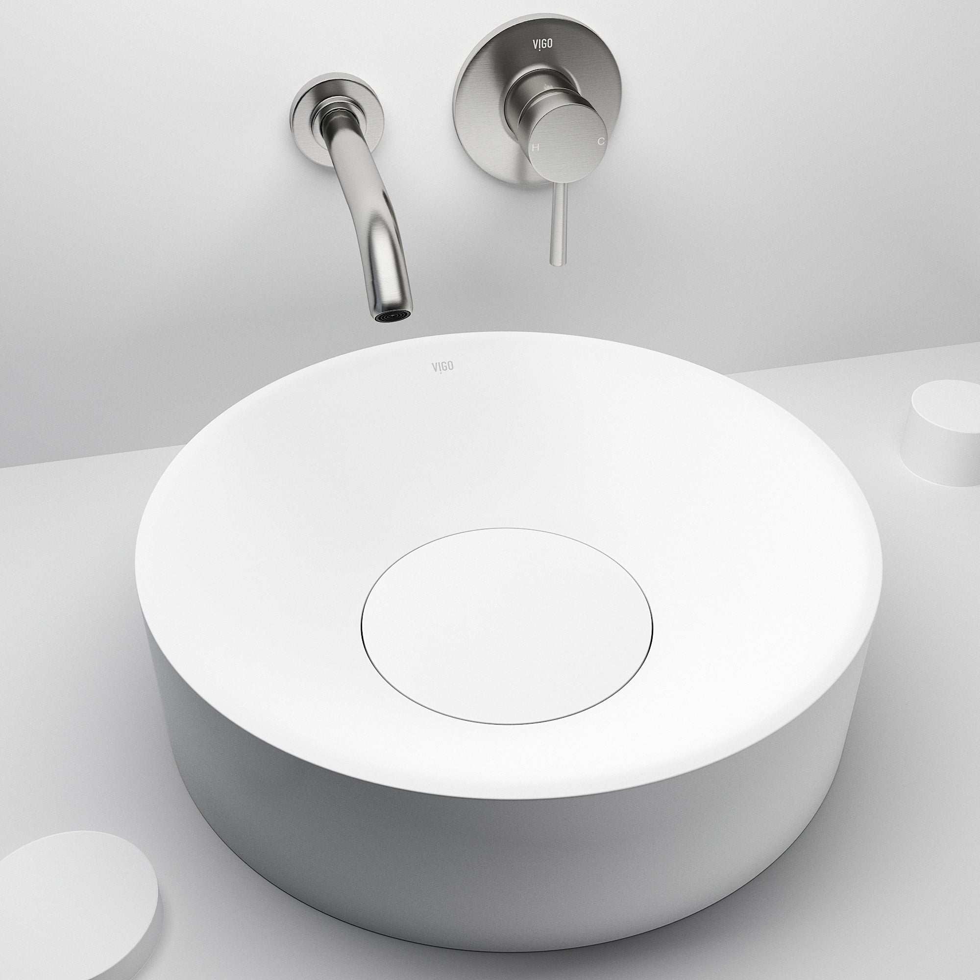 Elan Modern White Matte Stone™ 16 in. Round Vessel Bathroom Sink - Image 8