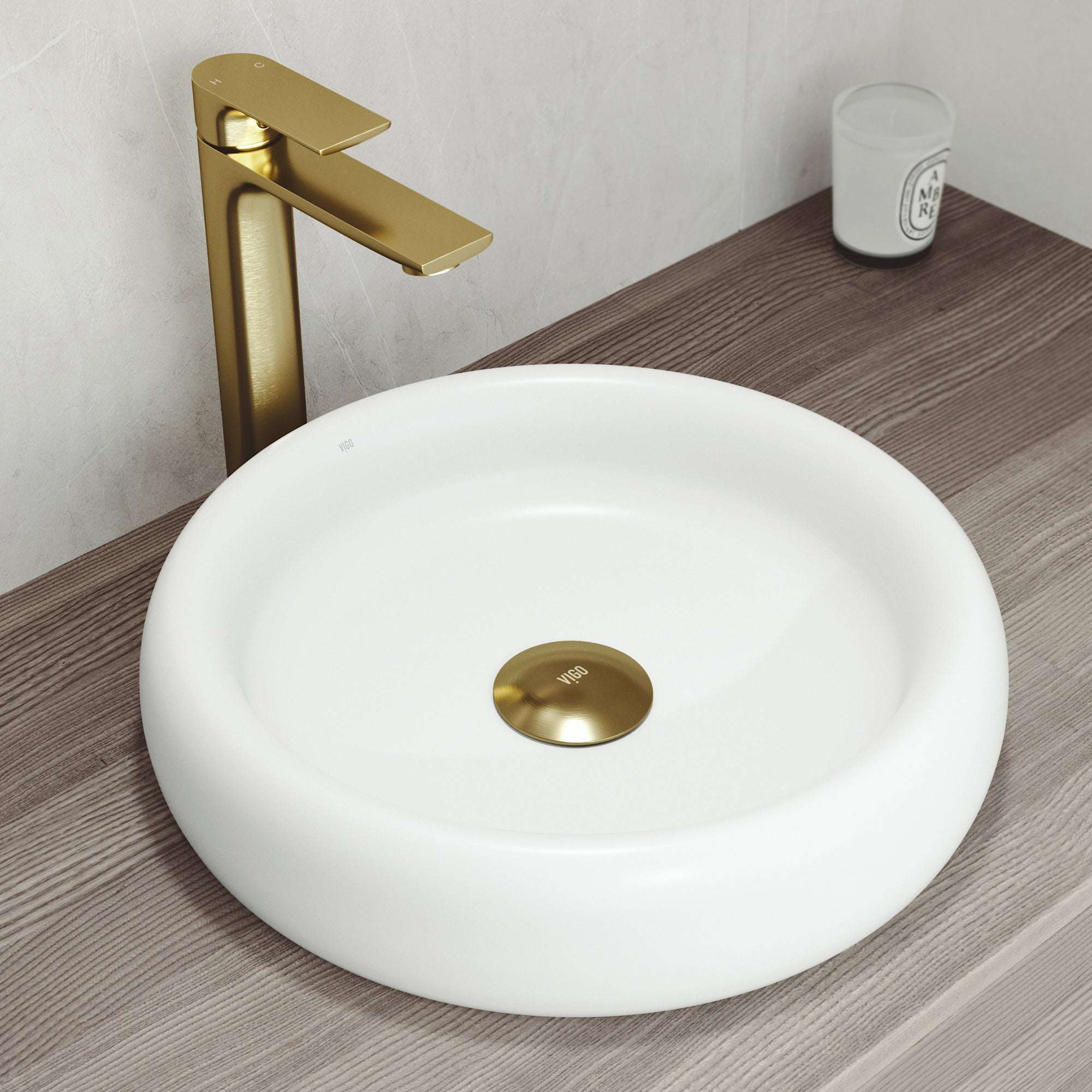 Elan Modern White Matte Stone™ 17 in. Round Vessel Bathroom Sink - Image 2