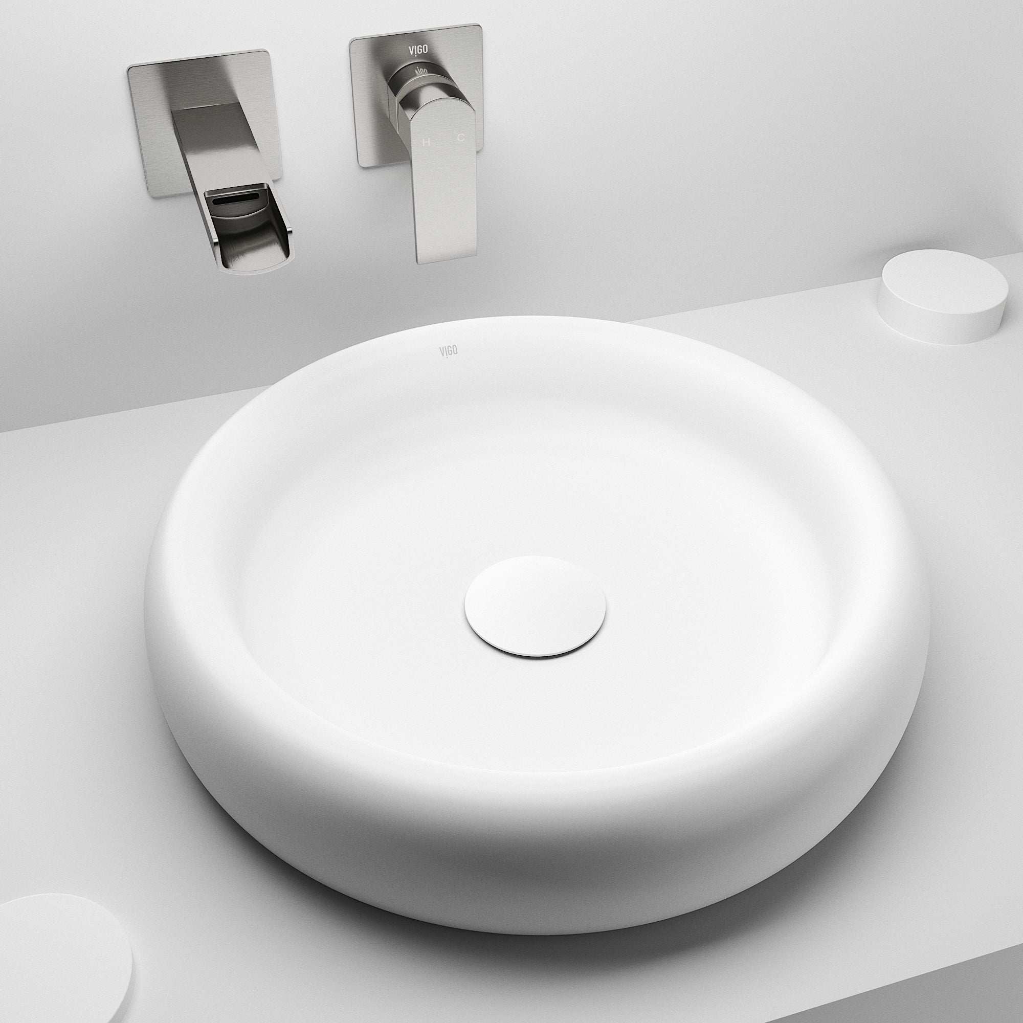 Elan Modern White Matte Stone™ 17 in. Round Vessel Bathroom Sink - Image 8