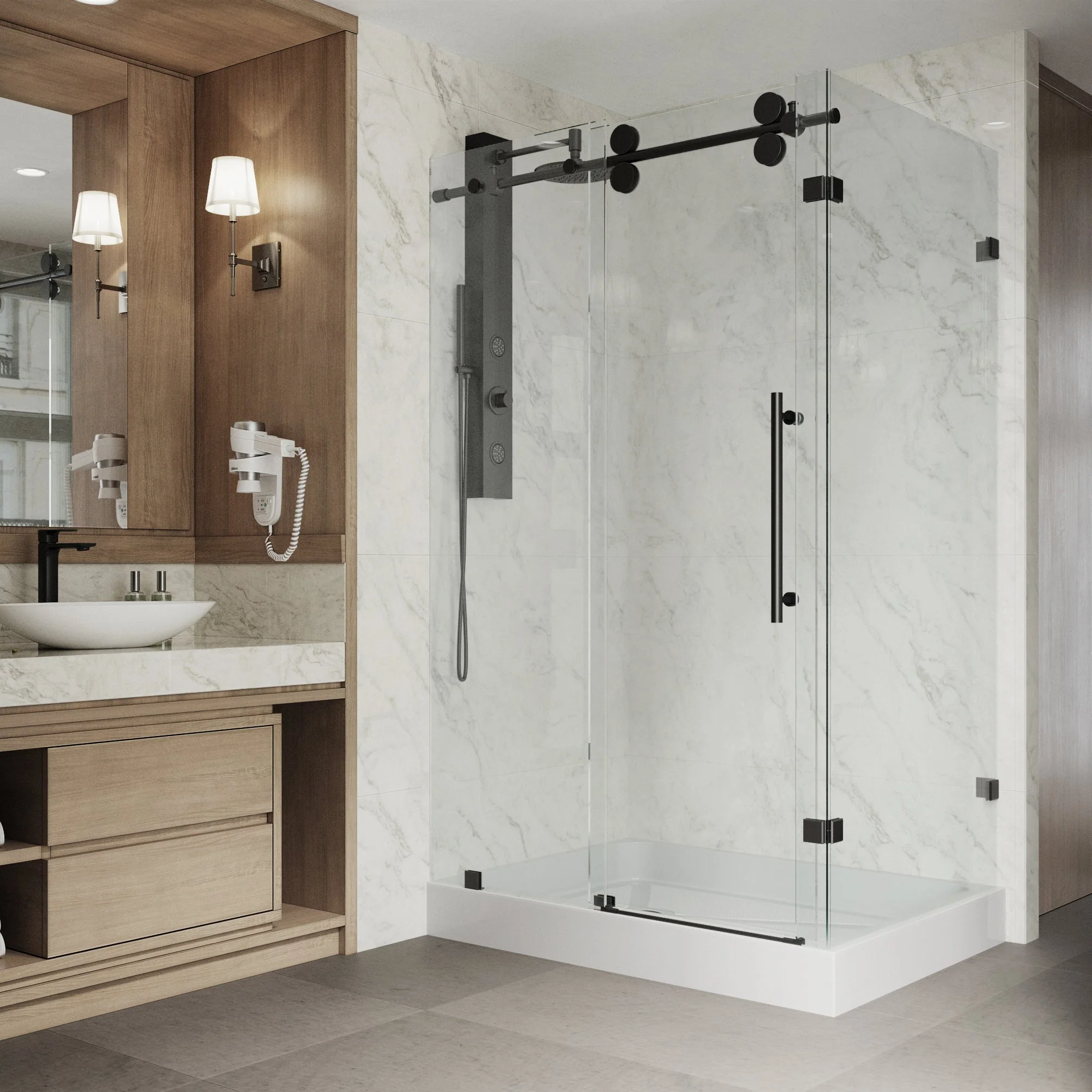 Elan Winslow Frameless Rectangle Shower Enclosure - Image 25
