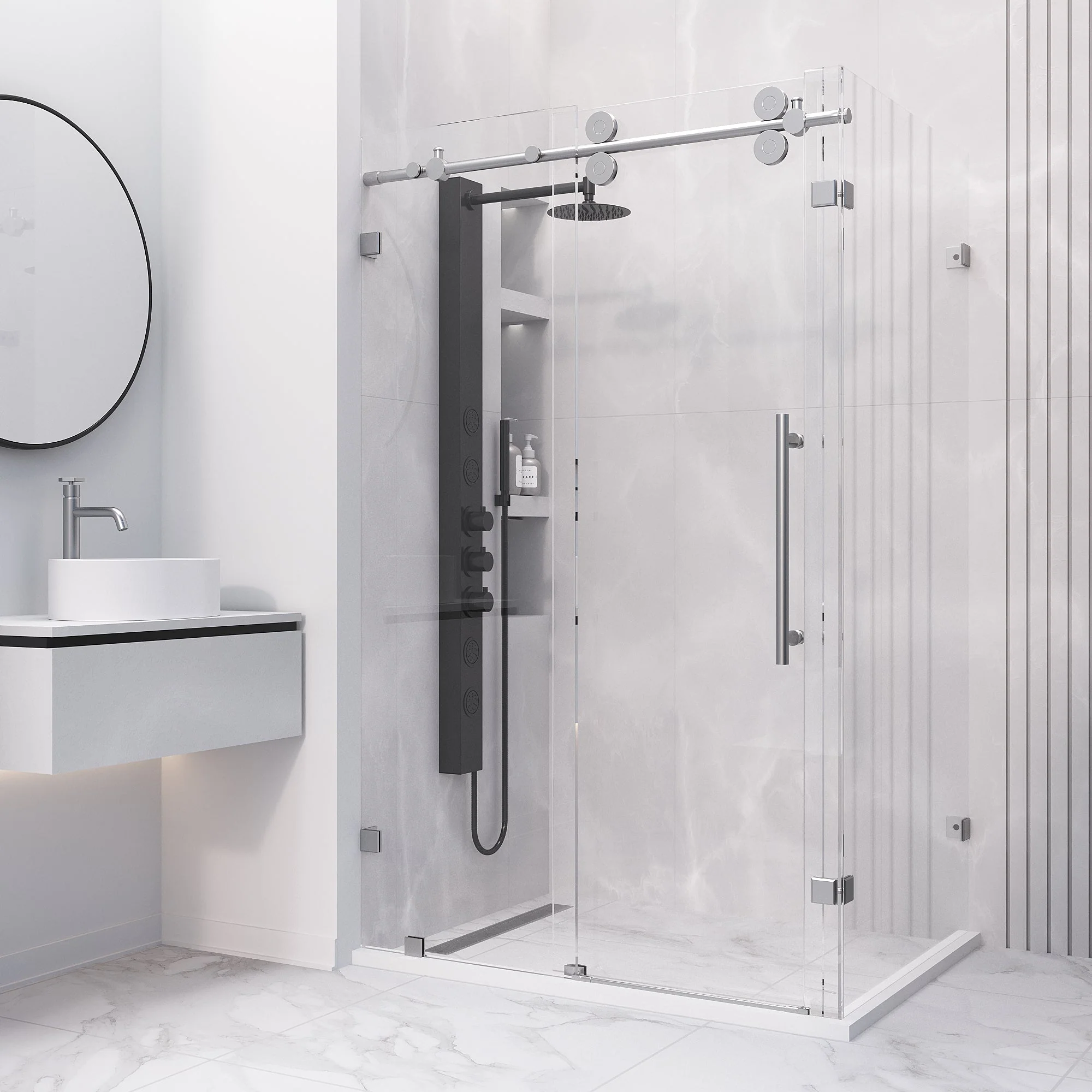 Elan Winslow Frameless Rectangle Shower Enclosure - Image 4