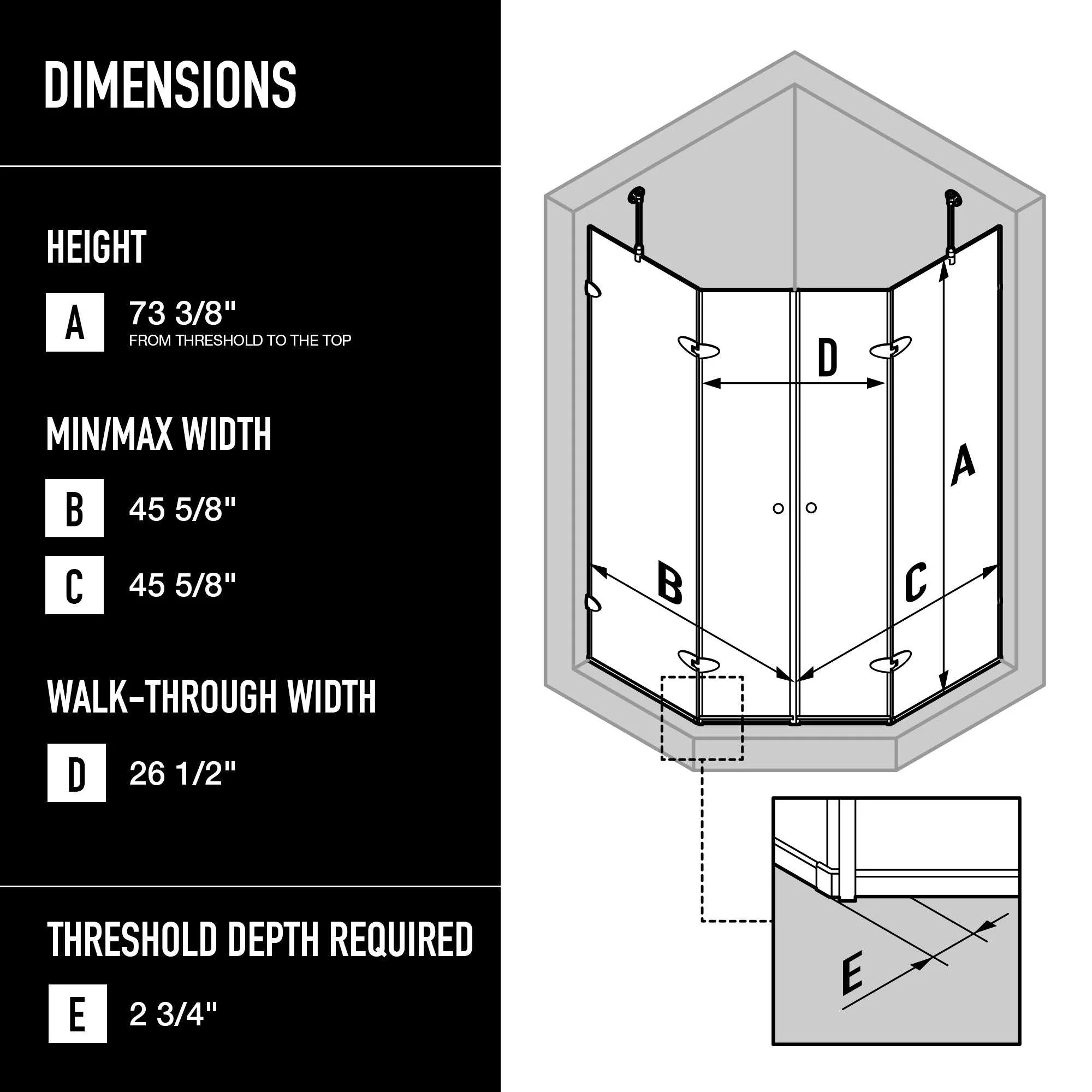 Gemini Frameless Neo-Angle Shower Enclosure - Image 71