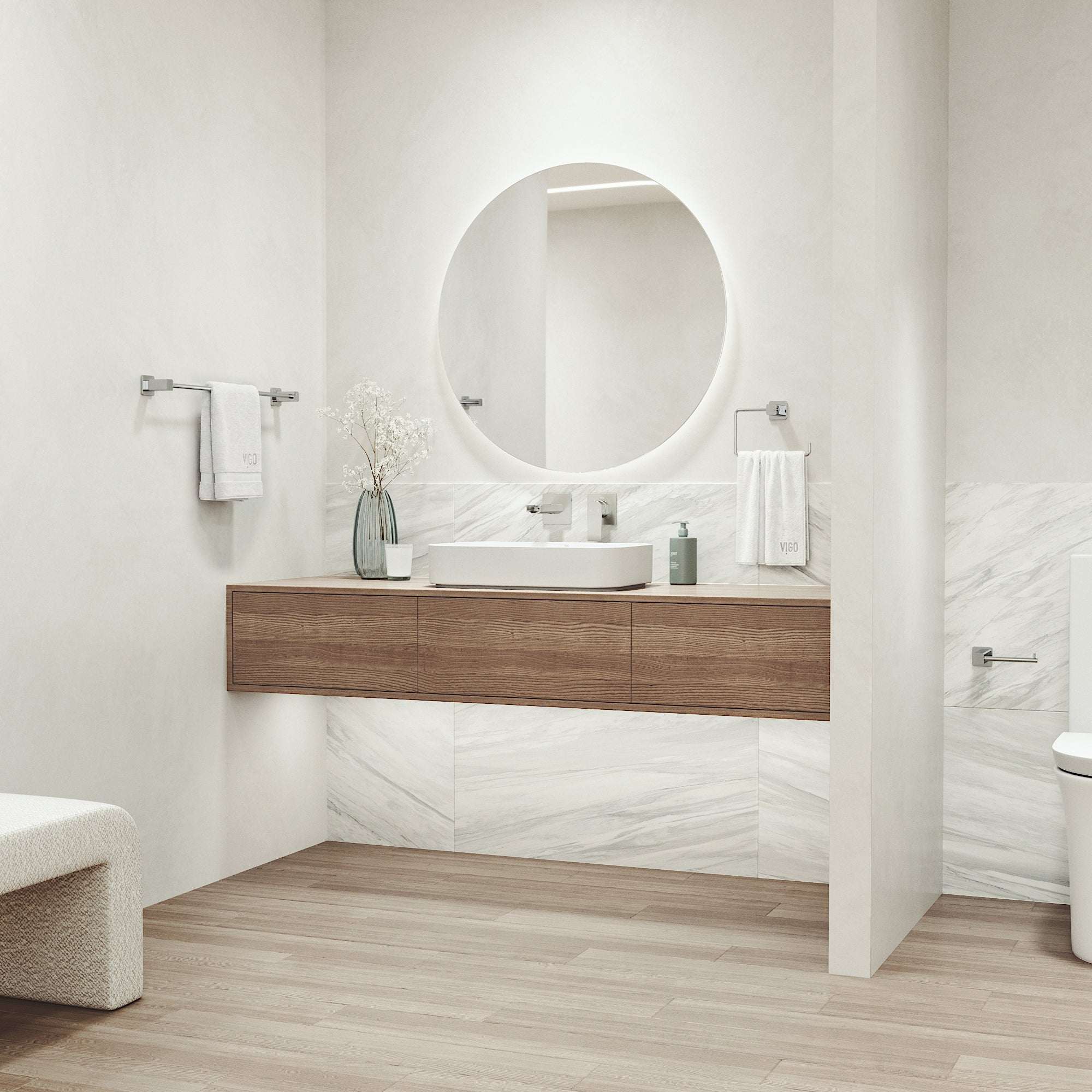 Meridian 3-Piece Bath Hardware Set with 24 in. Towel Bar, Toilet Paper Holder, Hand Towel Holder - Image 14