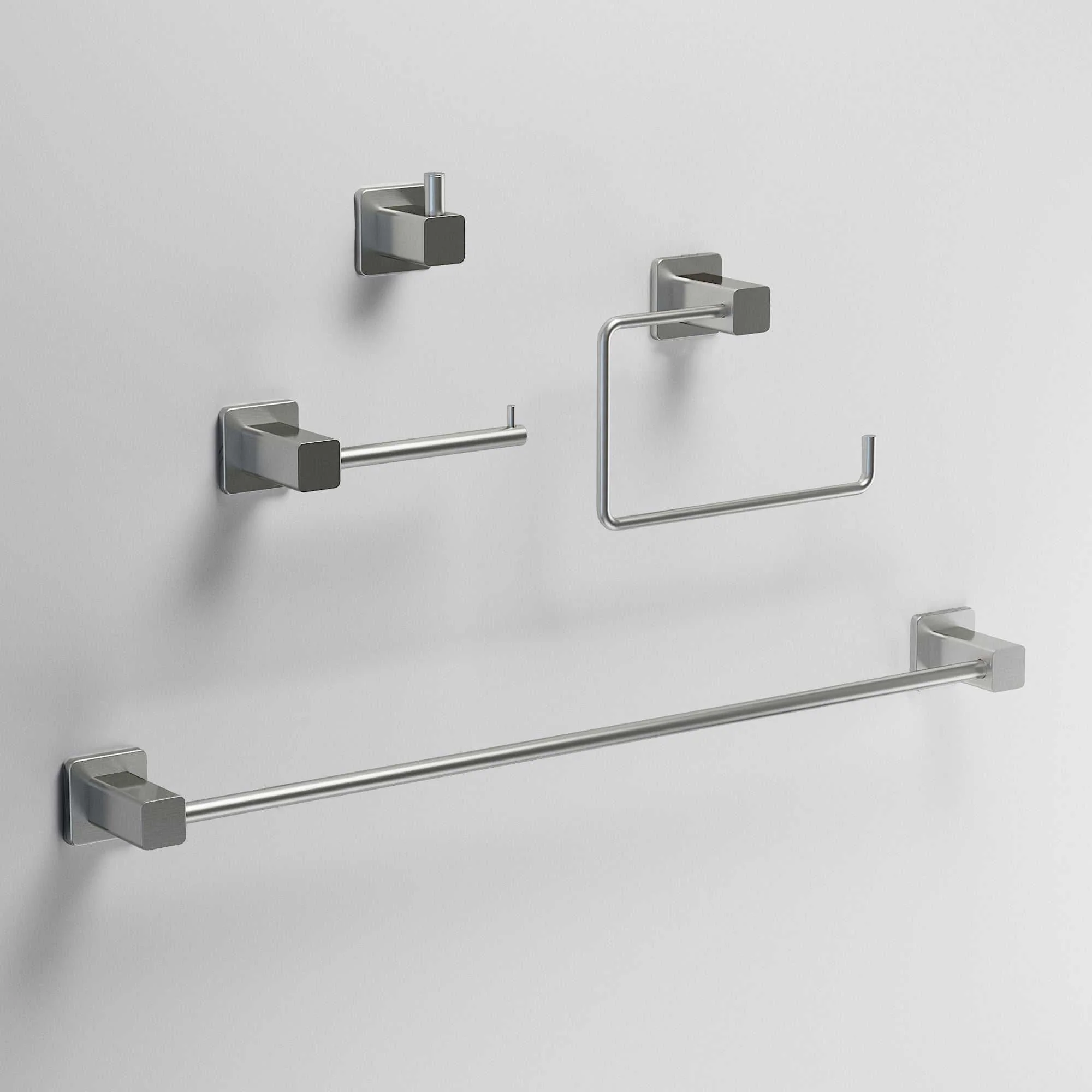 Meridian 4-Piece Bath Hardware Set with 24 in. Towel Bar, Toilet Paper Holder, Hand Towel Holder, Hook - Image 14