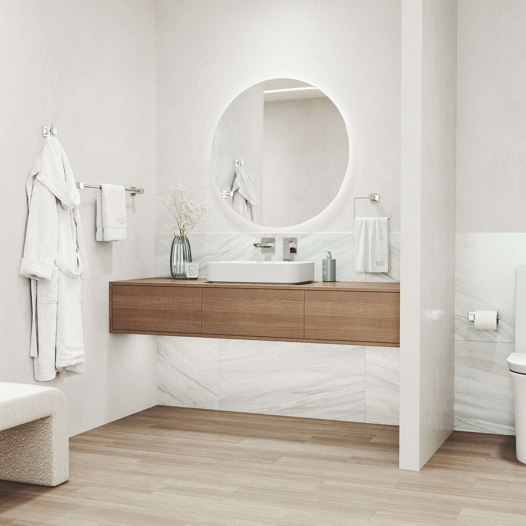 Meridian 4-Piece Bath Hardware Set with 24 in. Towel Bar, Toilet Paper Holder, Hand Towel Holder, Hook - Image 15