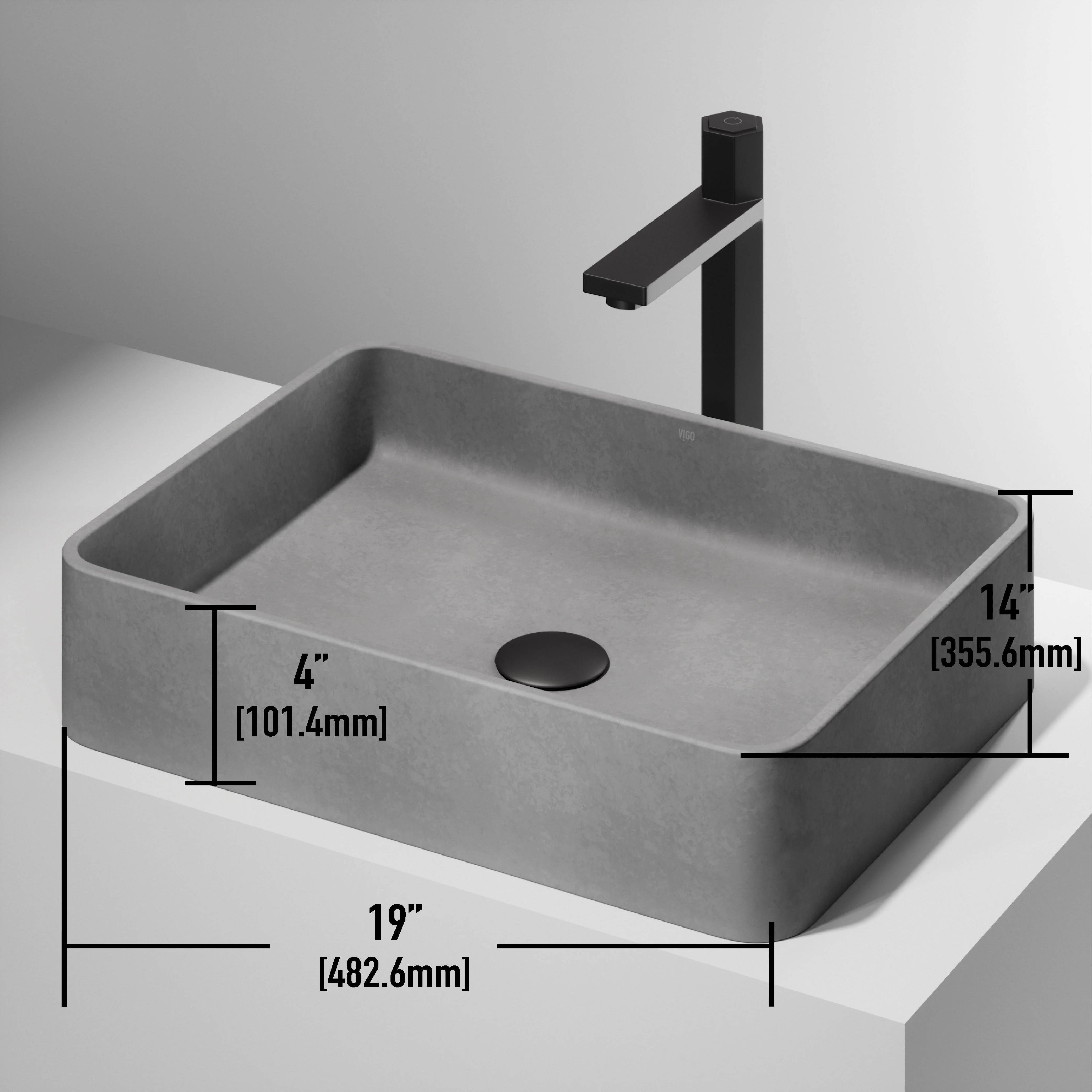 Meridian Rectangular Concreto Stone™ Vessel Sink - Image 17