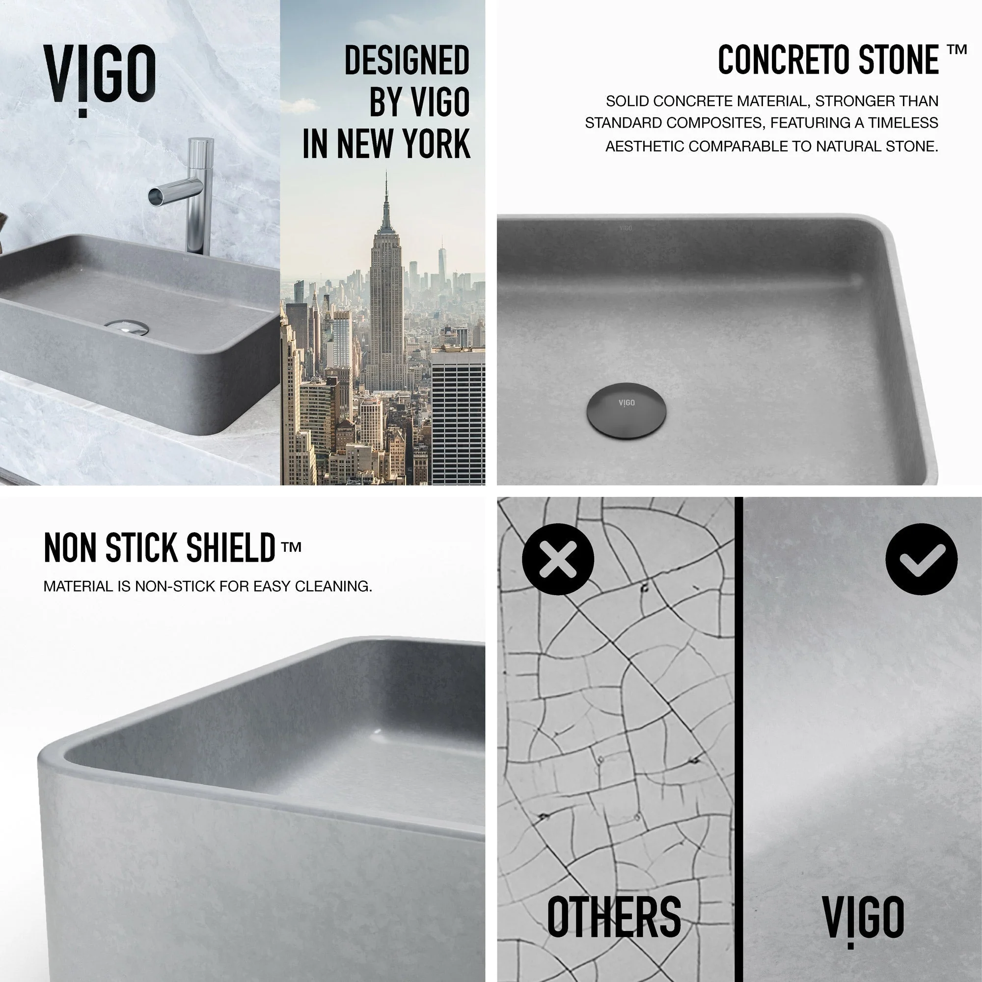 Meridian Rectangular Concreto Stone™ Vessel Sink - Image 18