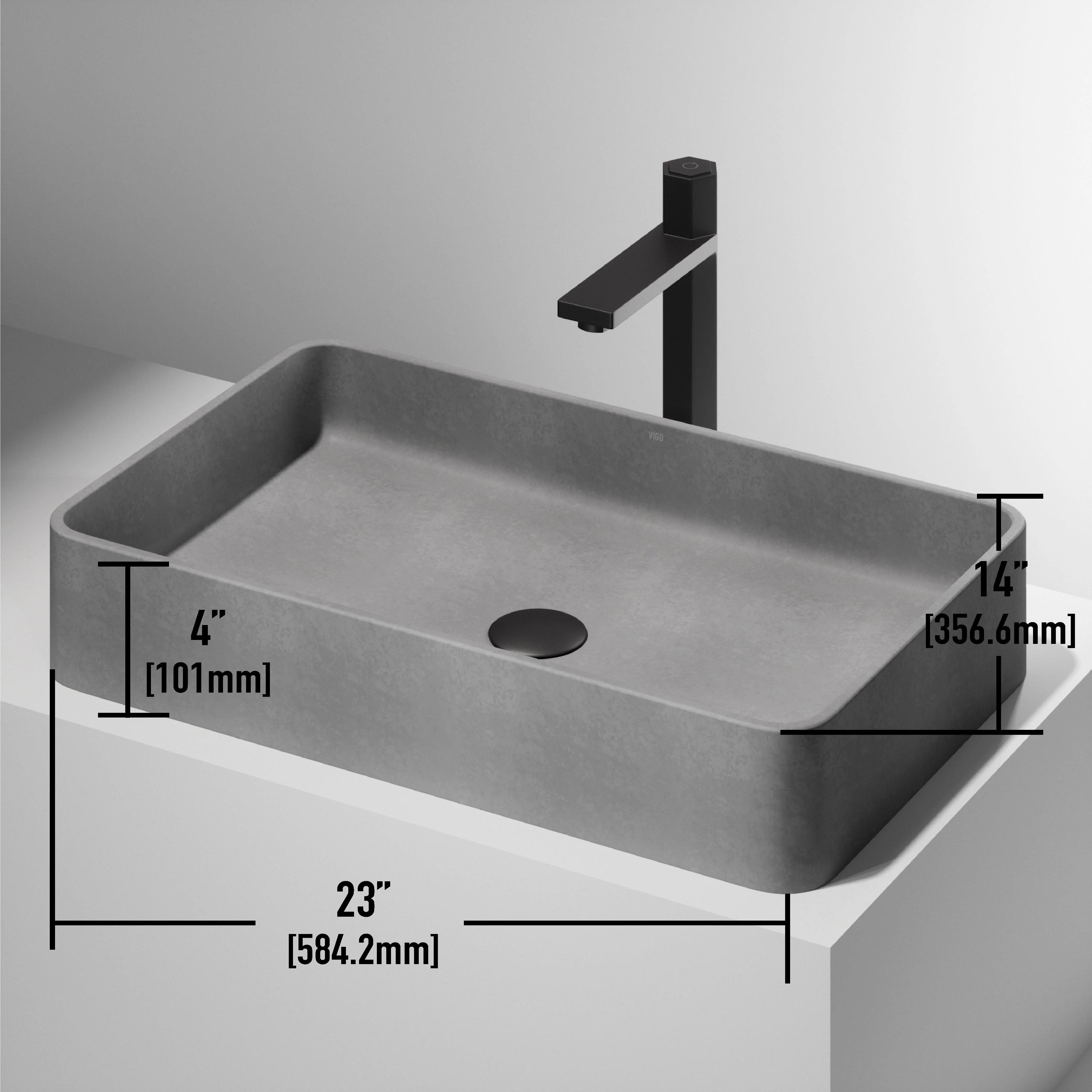 Meridian Rectangular Concreto Stone™ Vessel Sink - Image 28