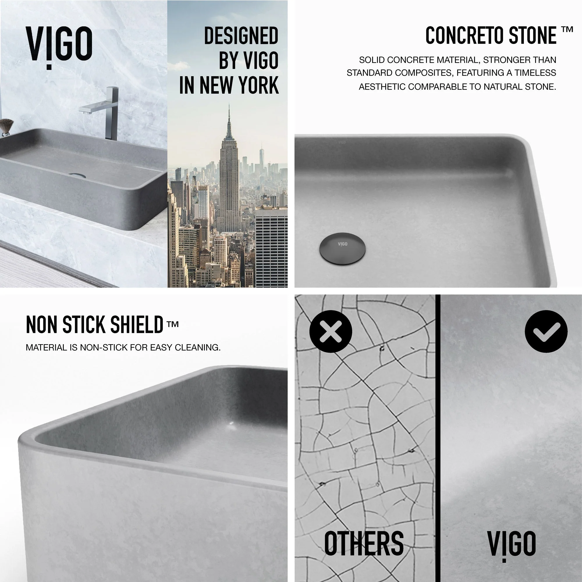 Meridian Rectangular Concreto Stone™ Vessel Sink - Image 29