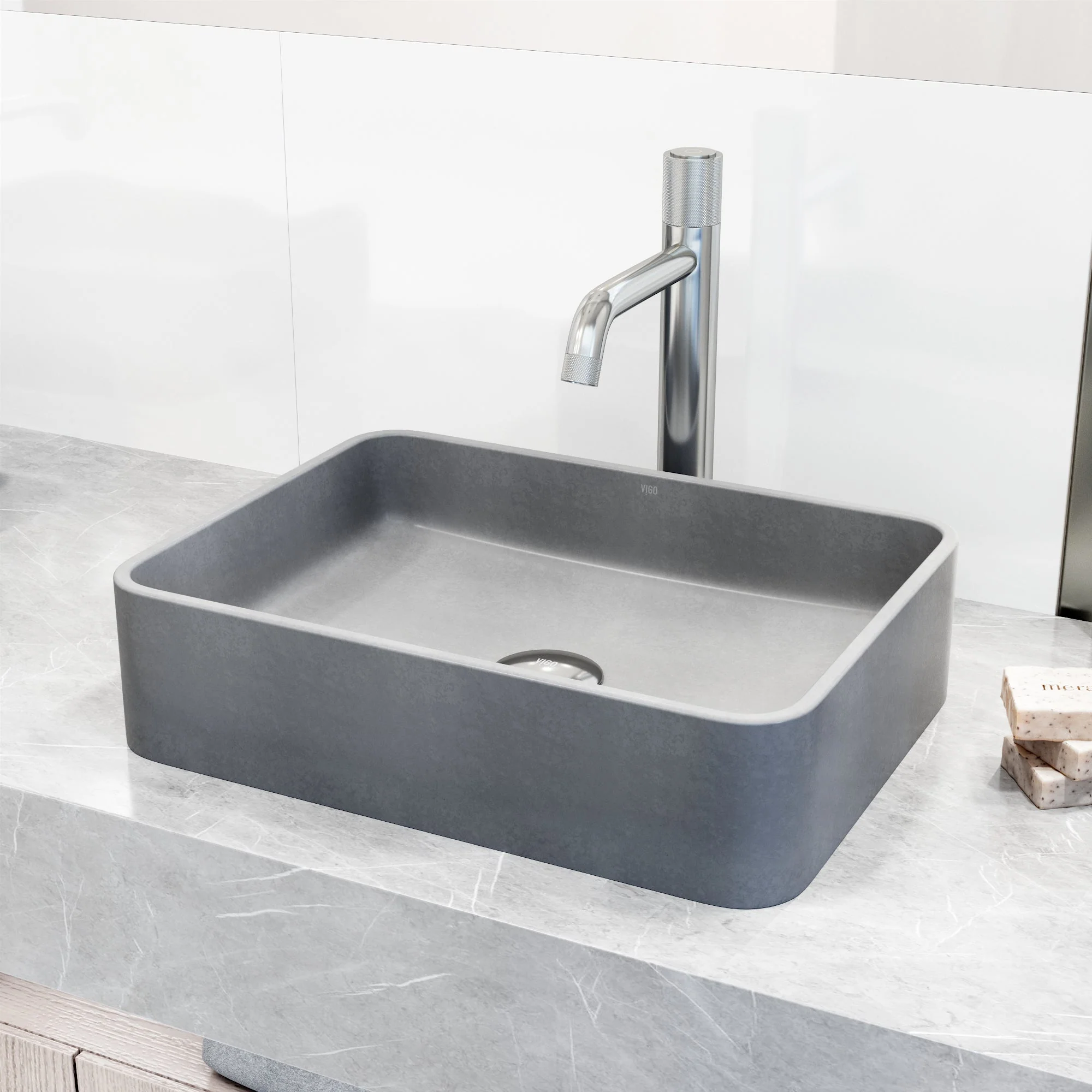 Meridian Rectangular Concreto Stone™ Vessel Sink - Image 4