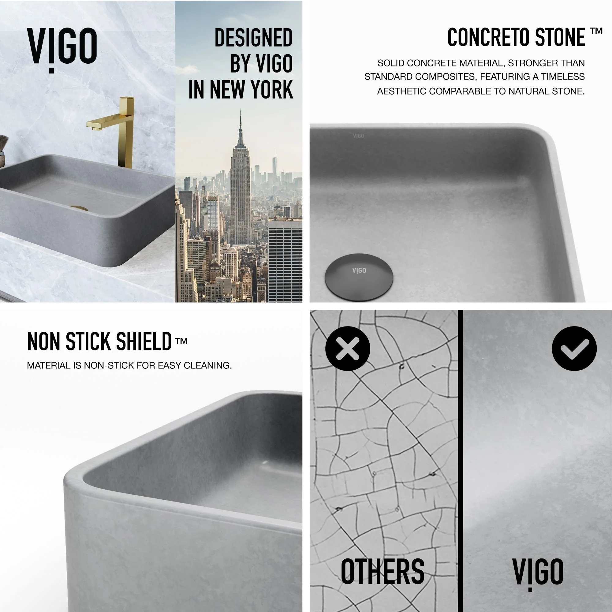 Meridian Rectangular Concreto Stone™ Vessel Sink - Image 7