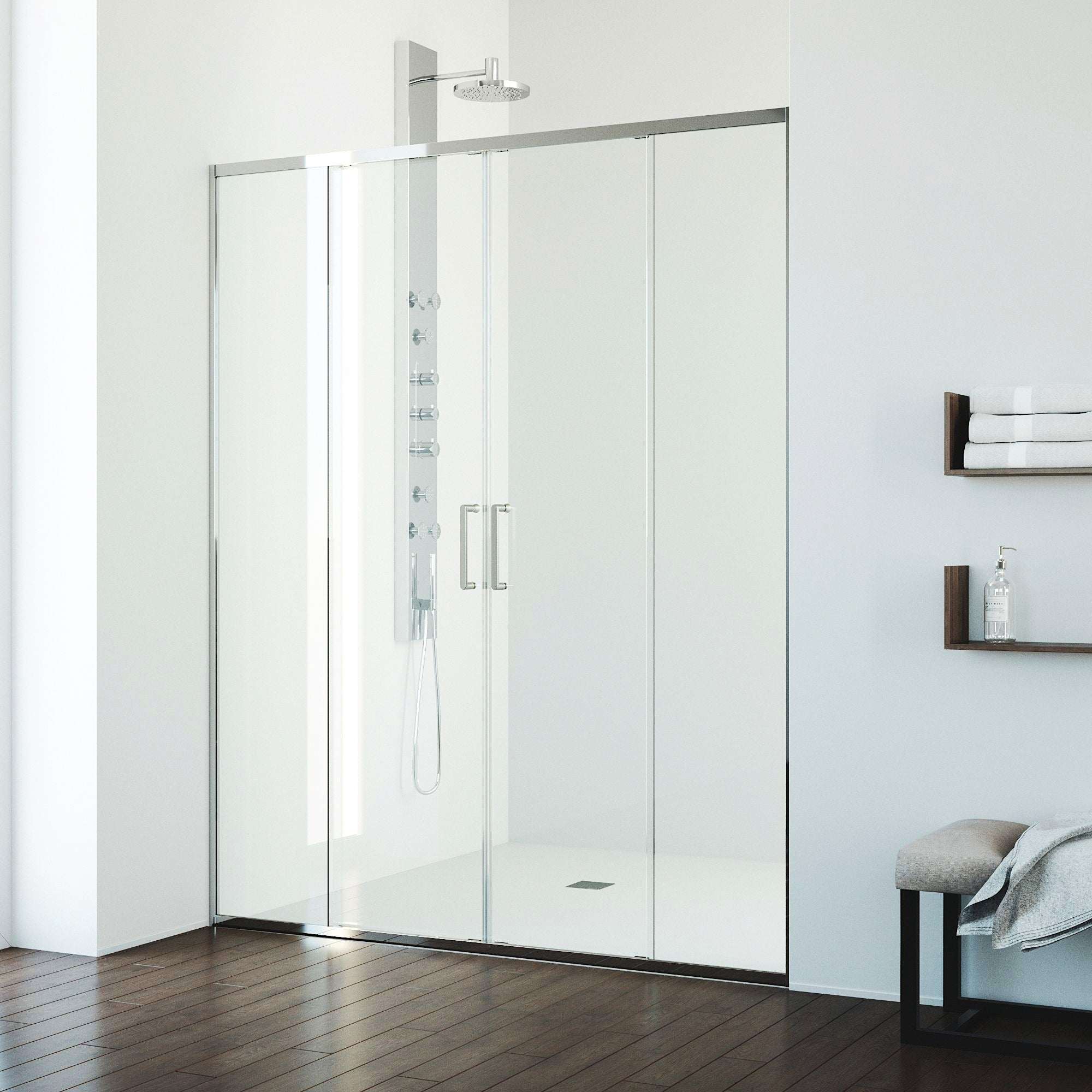 Paloma Center Opening Double Sliding Doors with Two Fixed Panels - Image 16