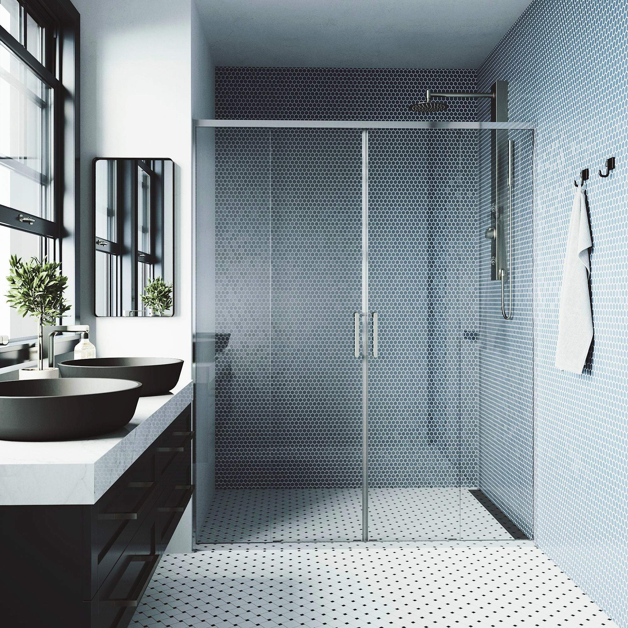 Paloma Center Opening Double Sliding Doors with Two Fixed Panels - Image 17