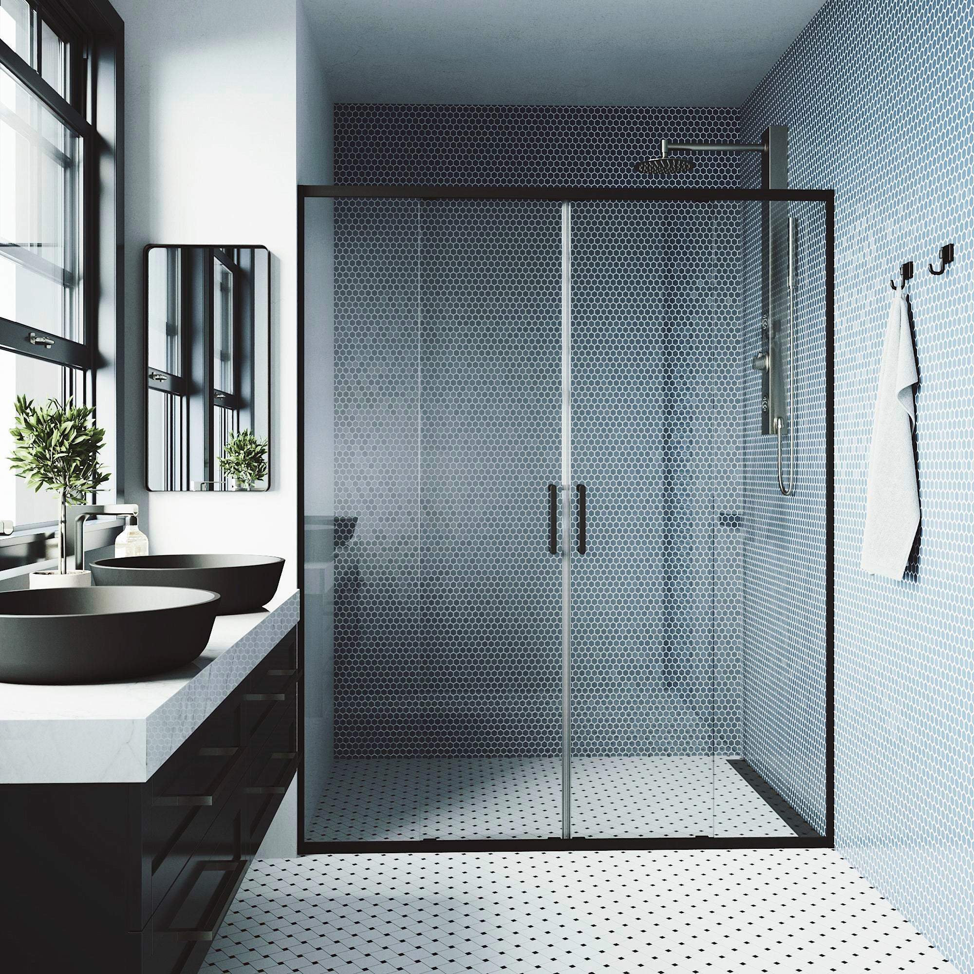 Paloma Center Opening Double Sliding Doors with Two Fixed Panels - Image 2