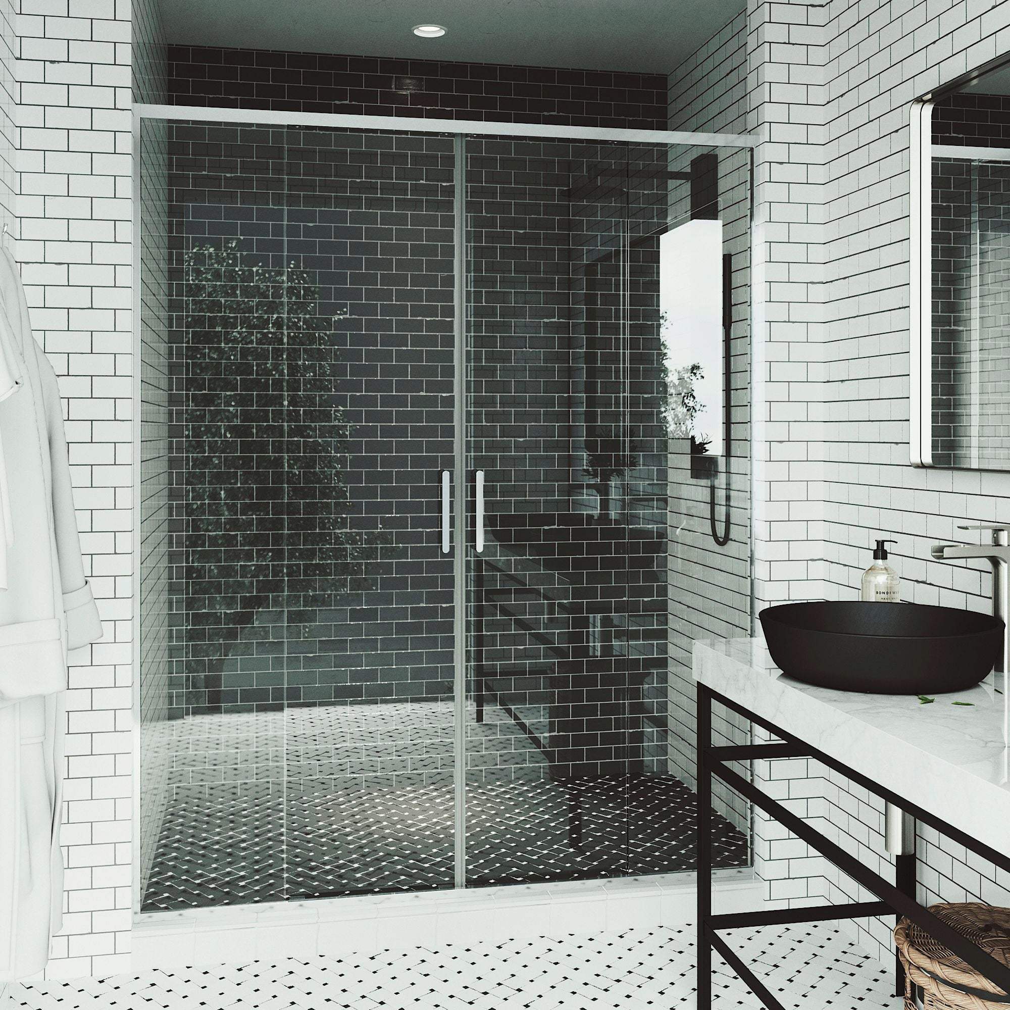 Paloma Center Opening Double Sliding Doors with Two Fixed Panels - Image 27