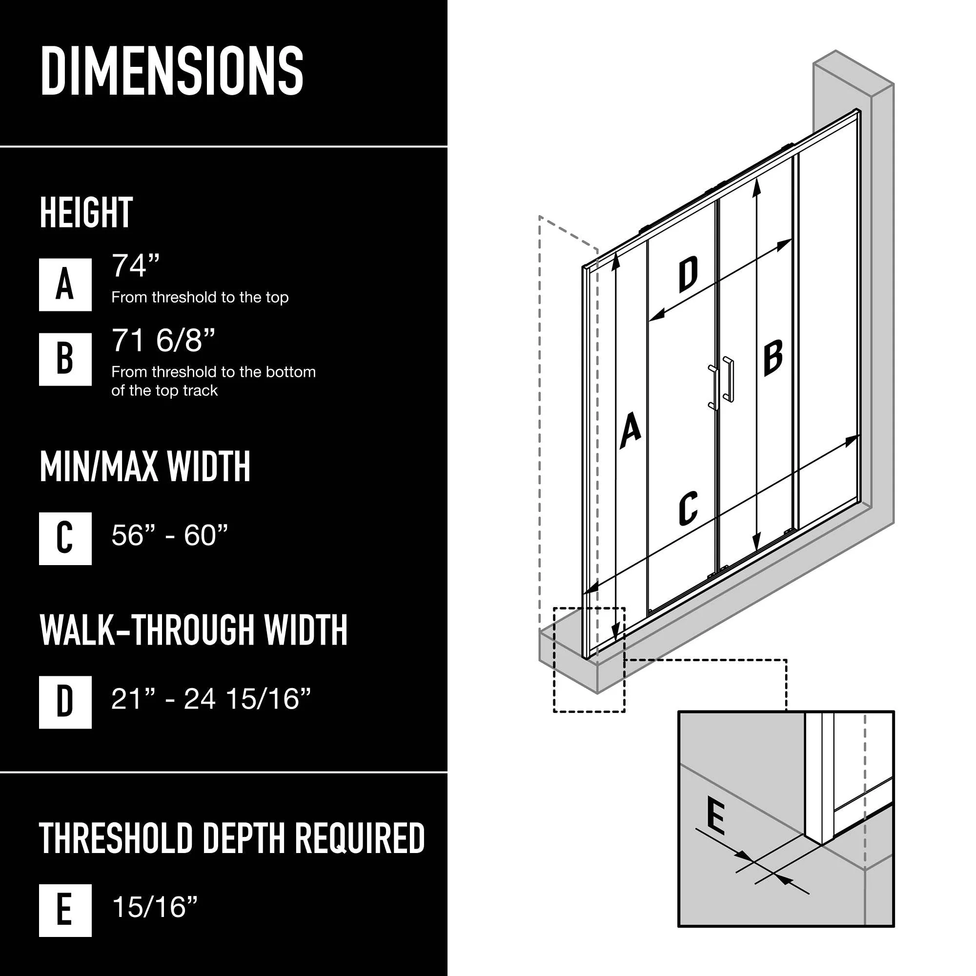 Paloma Center Opening Double Sliding Doors with Two Fixed Panels - Image 3