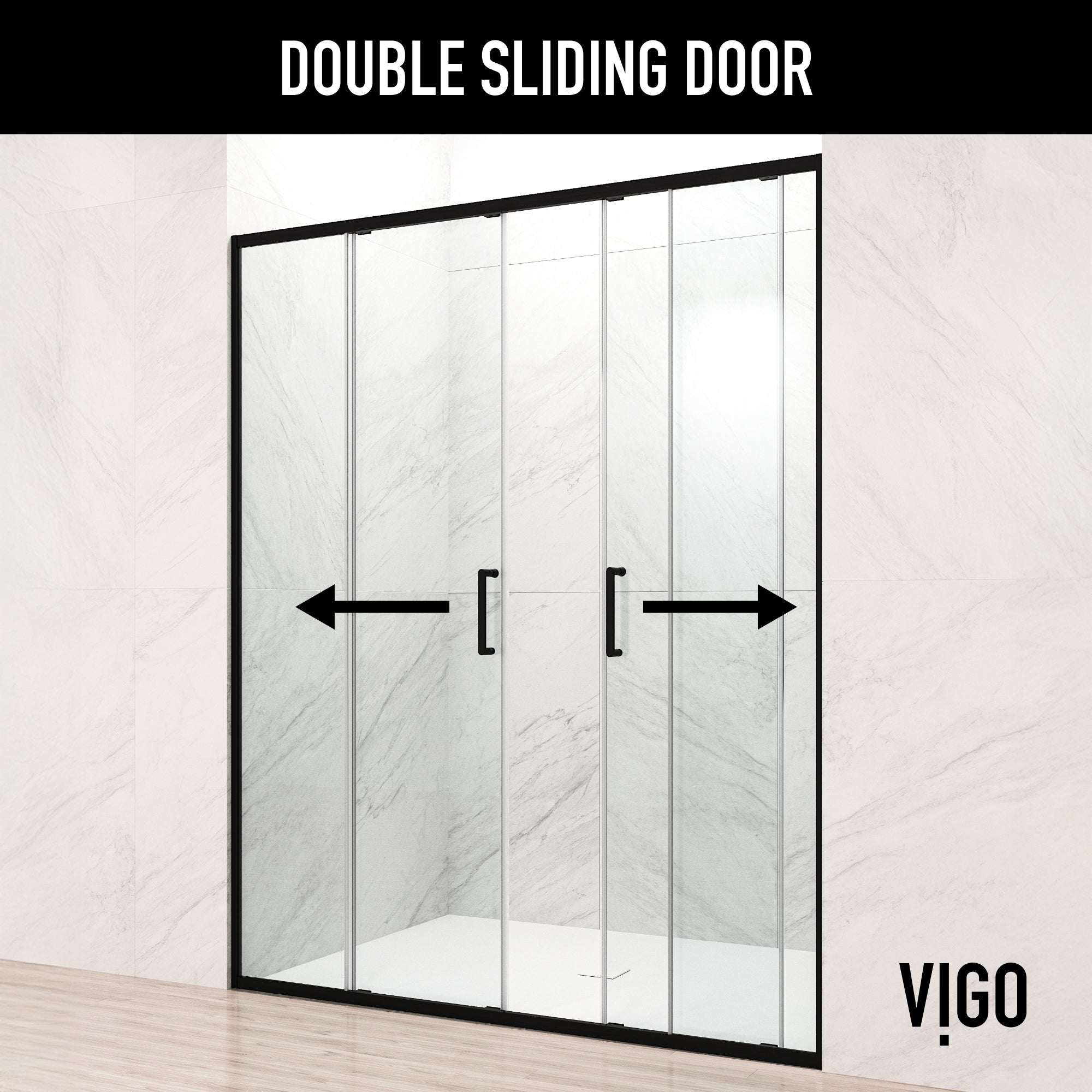 Paloma Center Opening Double Sliding Doors with Two Fixed Panels - Image 4