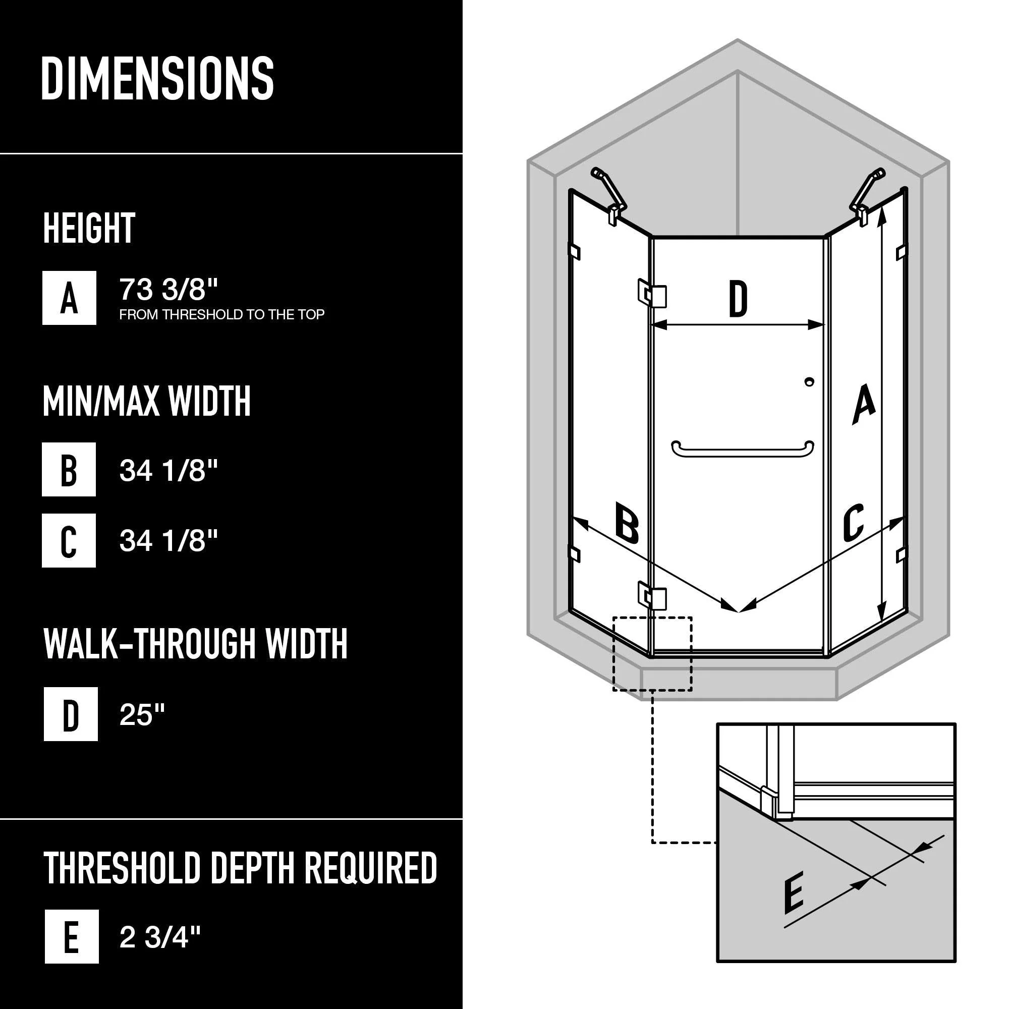Piedmont Frameless Neo-Angle Shower Enclosure - Image 117