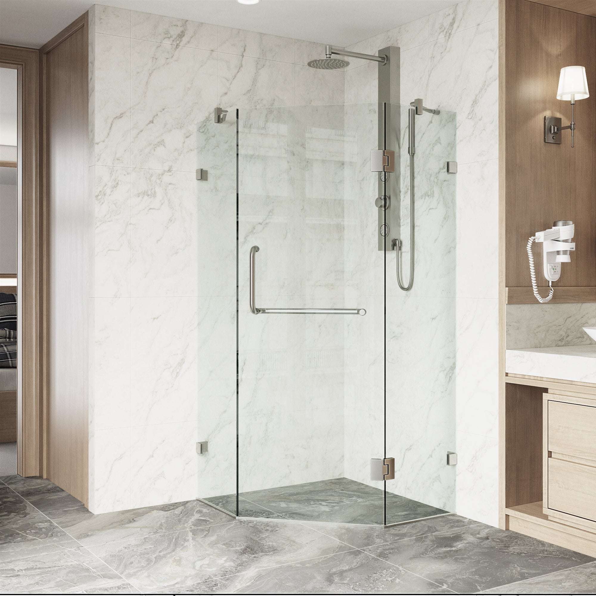Piedmont Frameless Neo-Angle Shower Enclosure - Image 6