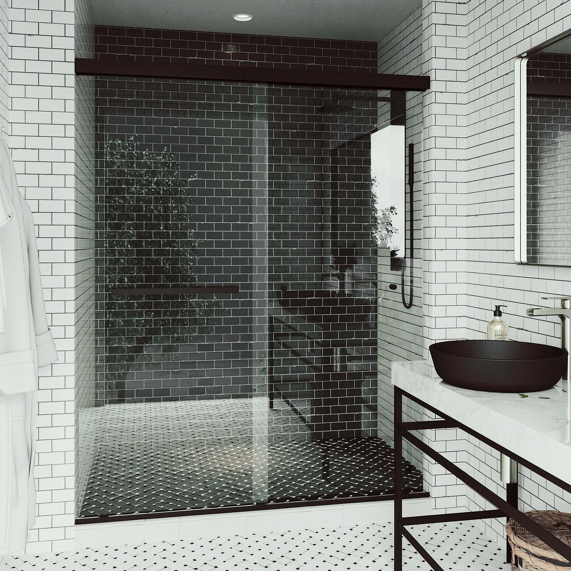 Satro E-Class Semi-Frameless Double-Sliding Shower Door - Image 12
