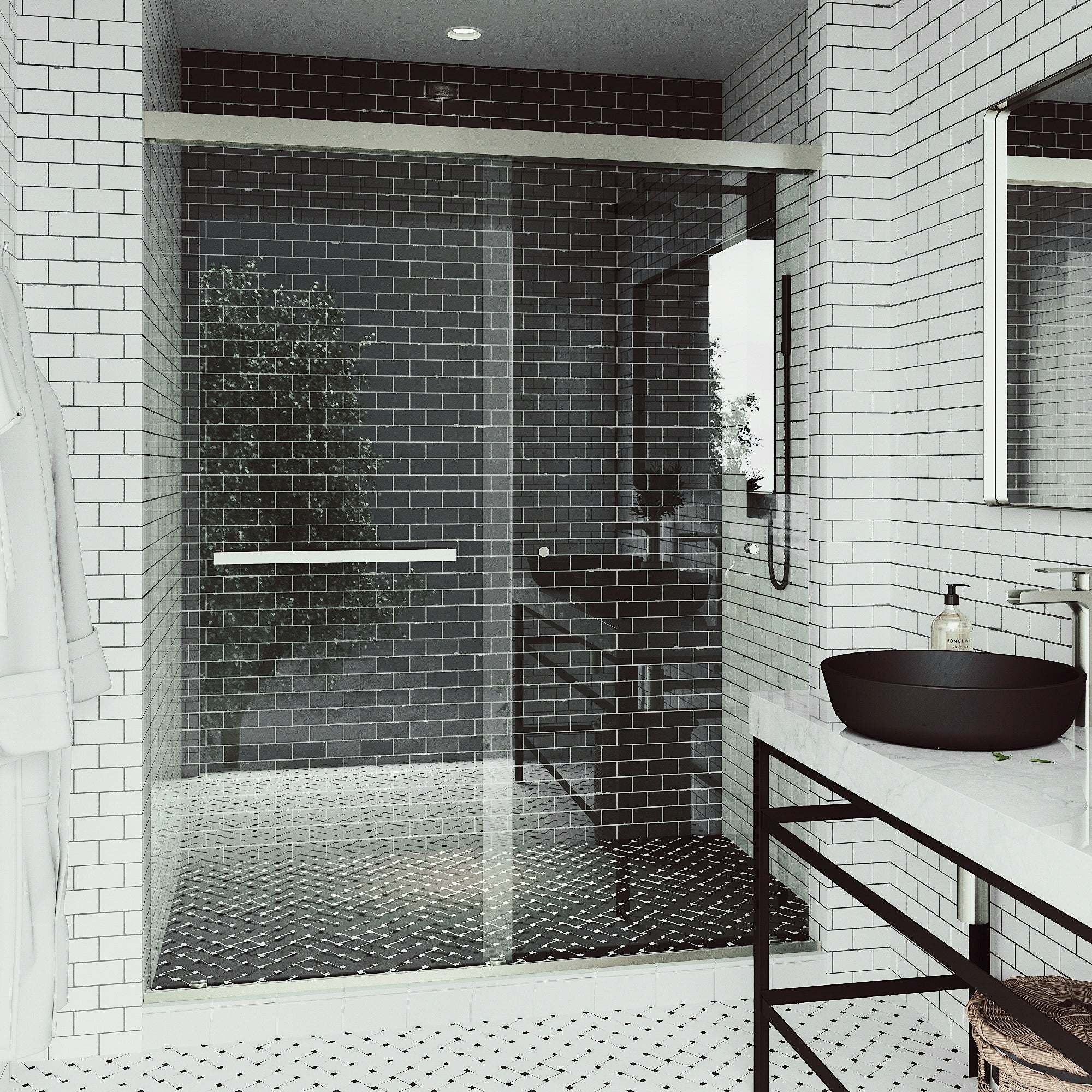 Satro E-Class Semi-Frameless Double-Sliding Shower Door - Image 27