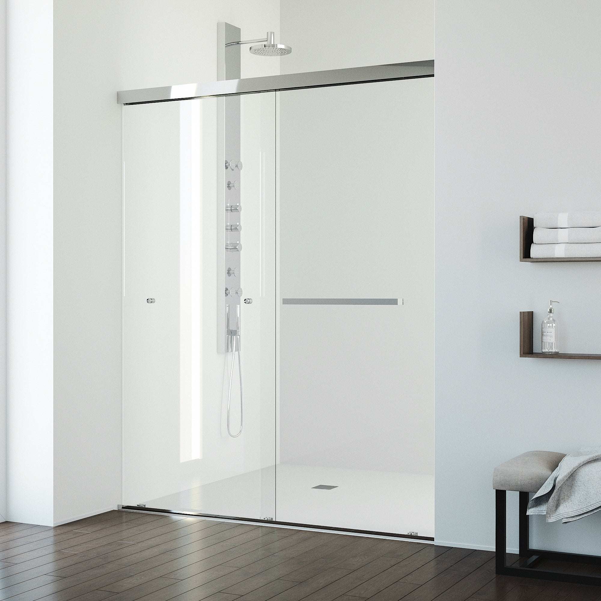 Satro E-Class Semi-Frameless Double-Sliding Shower Door - Image 32