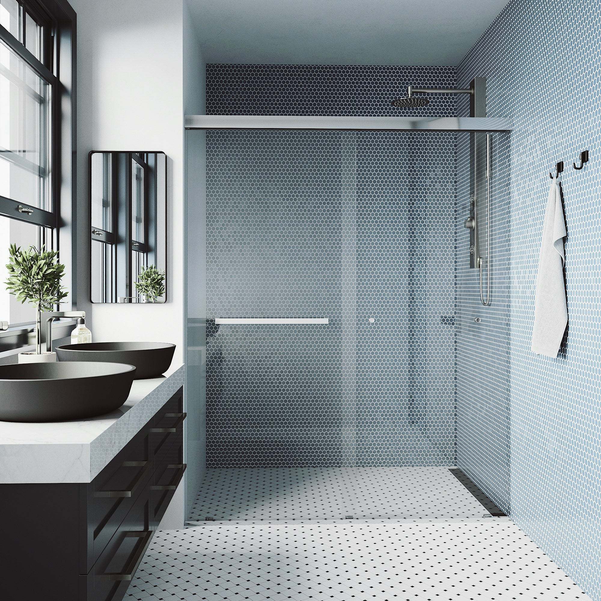 Satro E-Class Semi-Frameless Double-Sliding Shower Door - Image 33