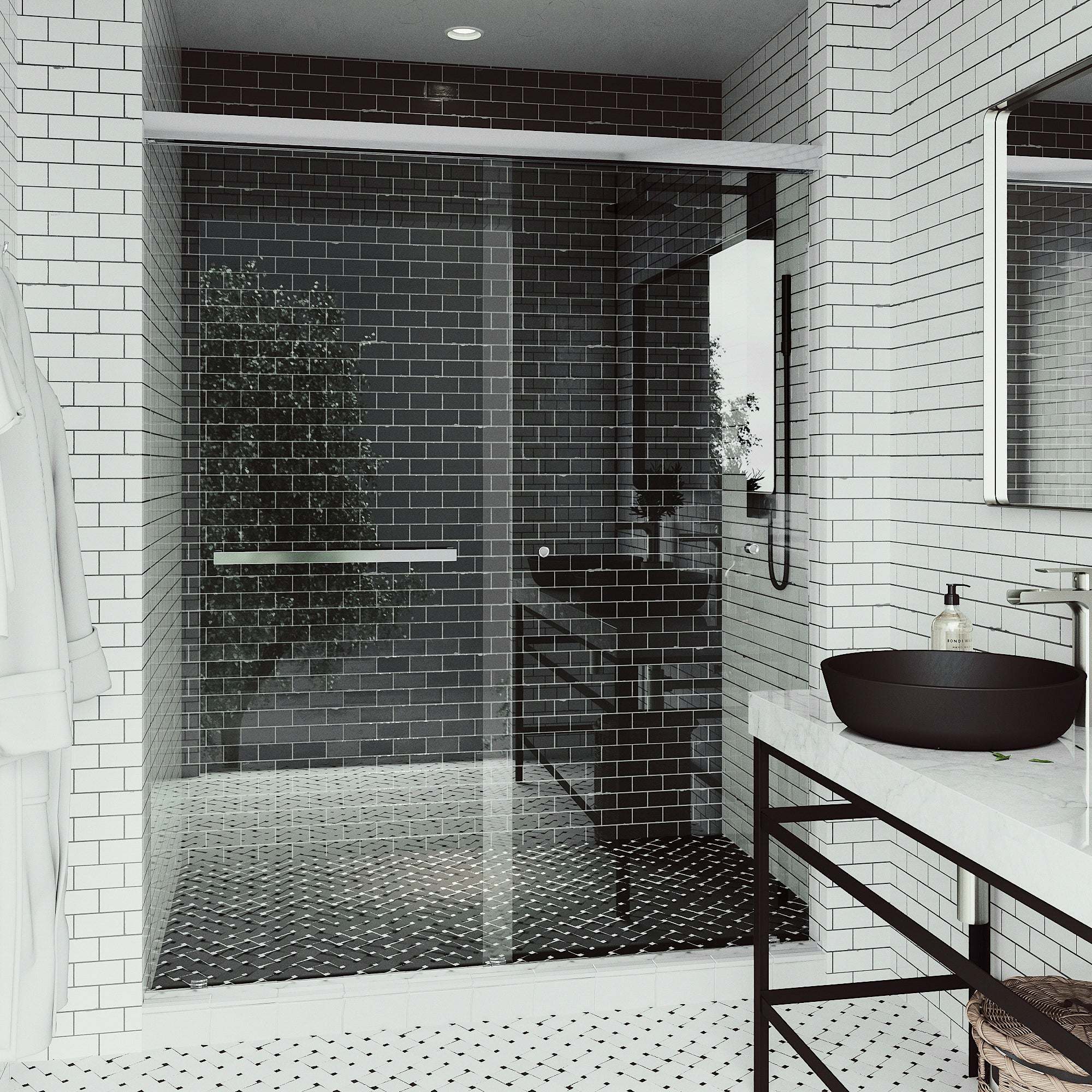 Satro E-Class Semi-Frameless Double-Sliding Shower Door - Image 43