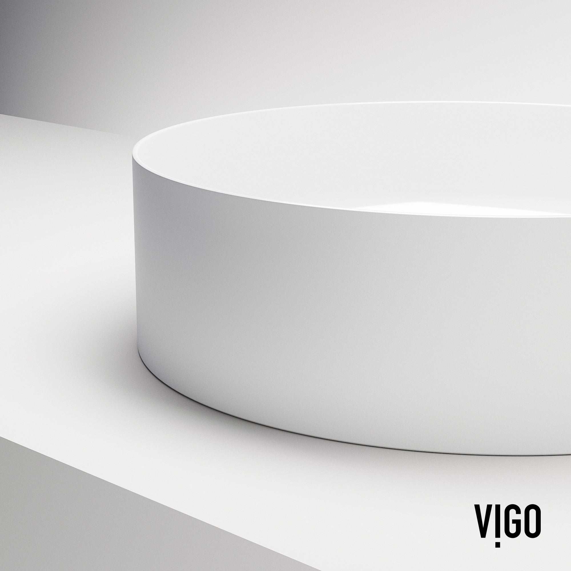 UltraThin™ Modern White Matte Stone™ 14 in. Round Vessel Bathroom Sink - Image 11