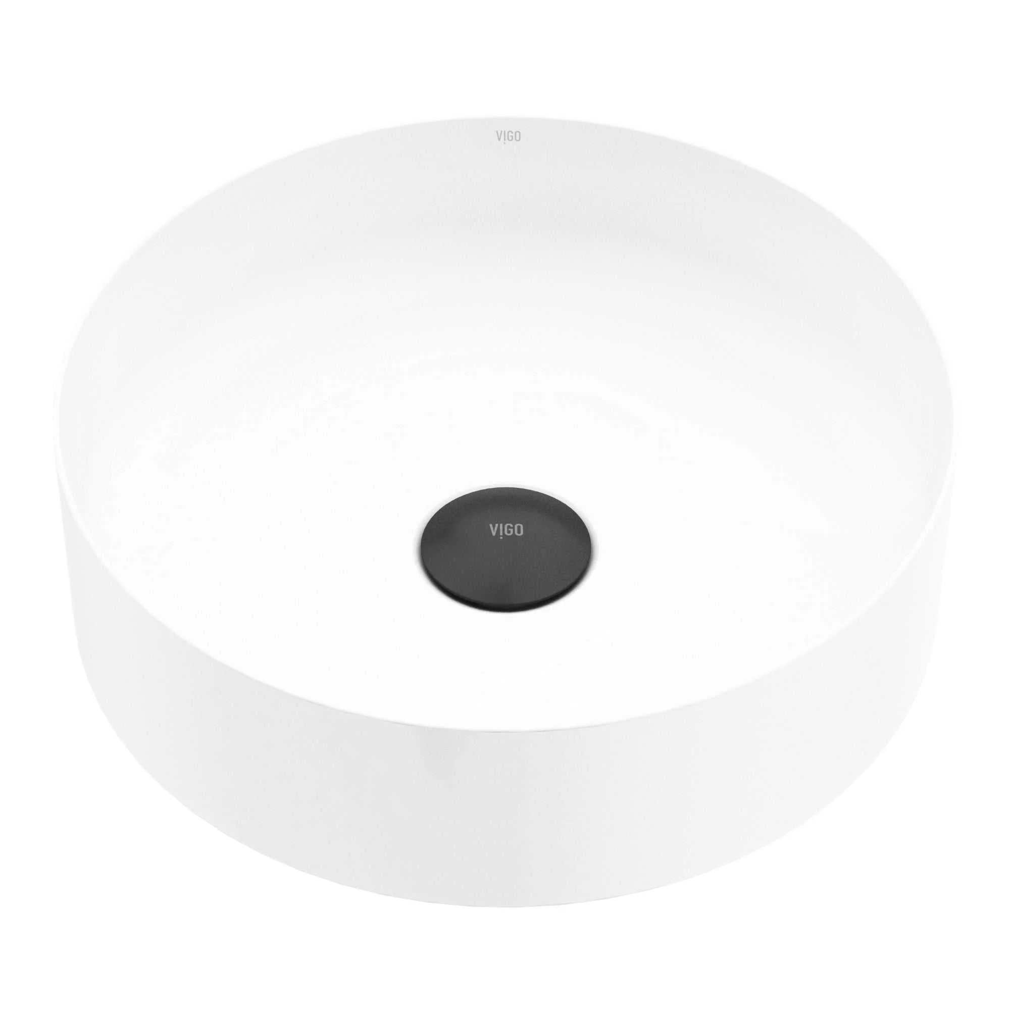 UltraThin™ Modern White Matte Stone™ 14 in. Round Vessel Bathroom Sink - Image 15