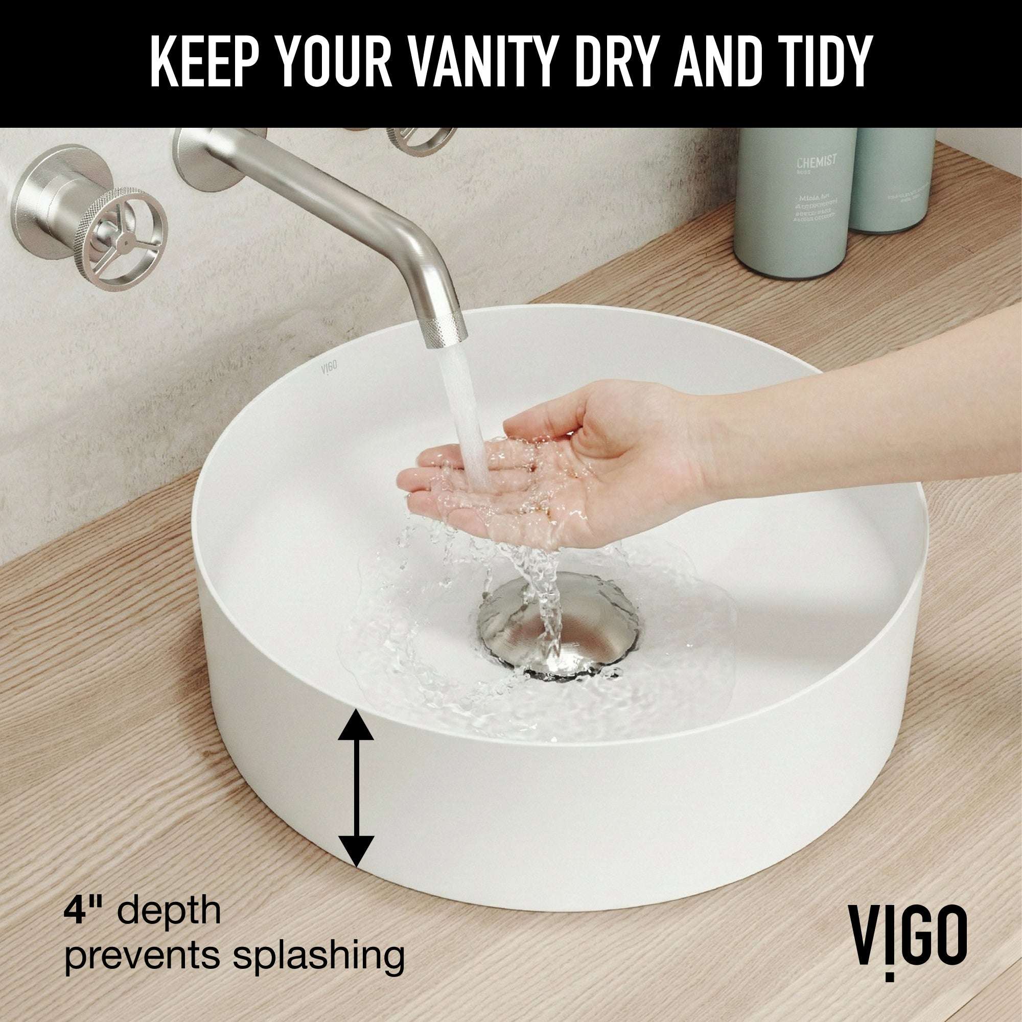 UltraThin™ Modern White Matte Stone™ 14 in. Round Vessel Bathroom Sink - Image 4