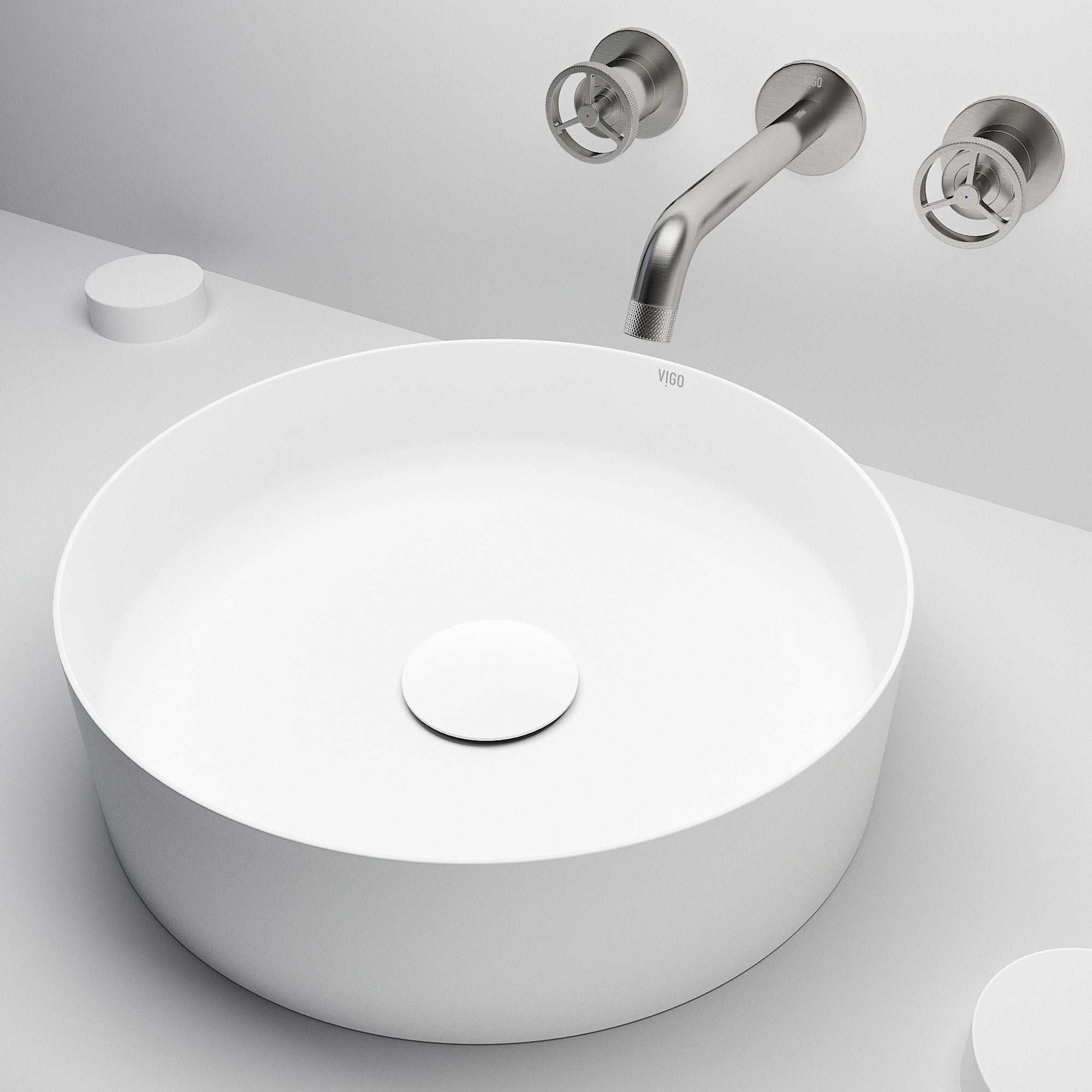 UltraThin™ Modern White Matte Stone™ 14 in. Round Vessel Bathroom Sink - Image 9