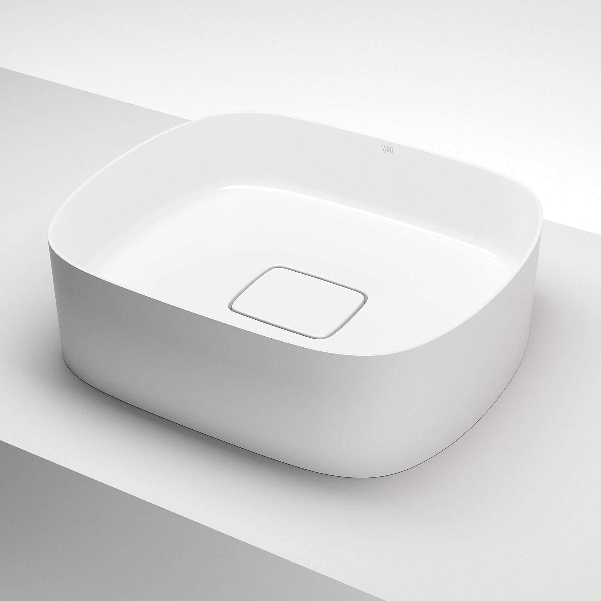 UltraThin™ Modern White Matte Stone™ 16 in. L x 14 in. W Rectangular Vessel Bathroom Sink - Image 12