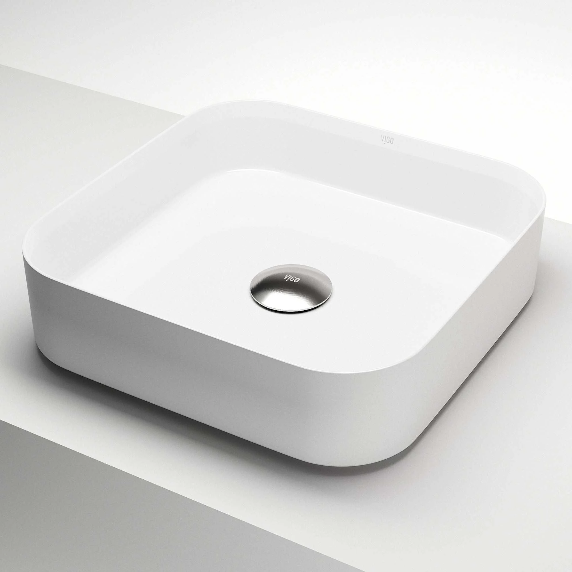 UltraThin™ Modern White Matte Stone™ 16 in. L x 16 in. W Square Vessel Bathroom Sink - Image 12