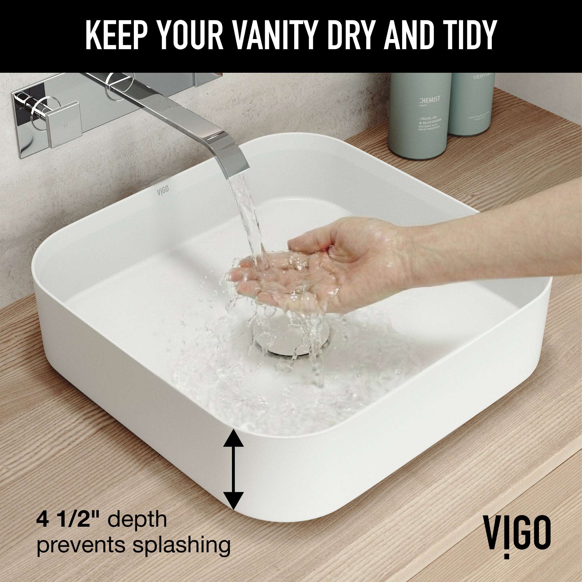 UltraThin™ Modern White Matte Stone™ 16 in. L x 16 in. W Square Vessel Bathroom Sink - Image 4