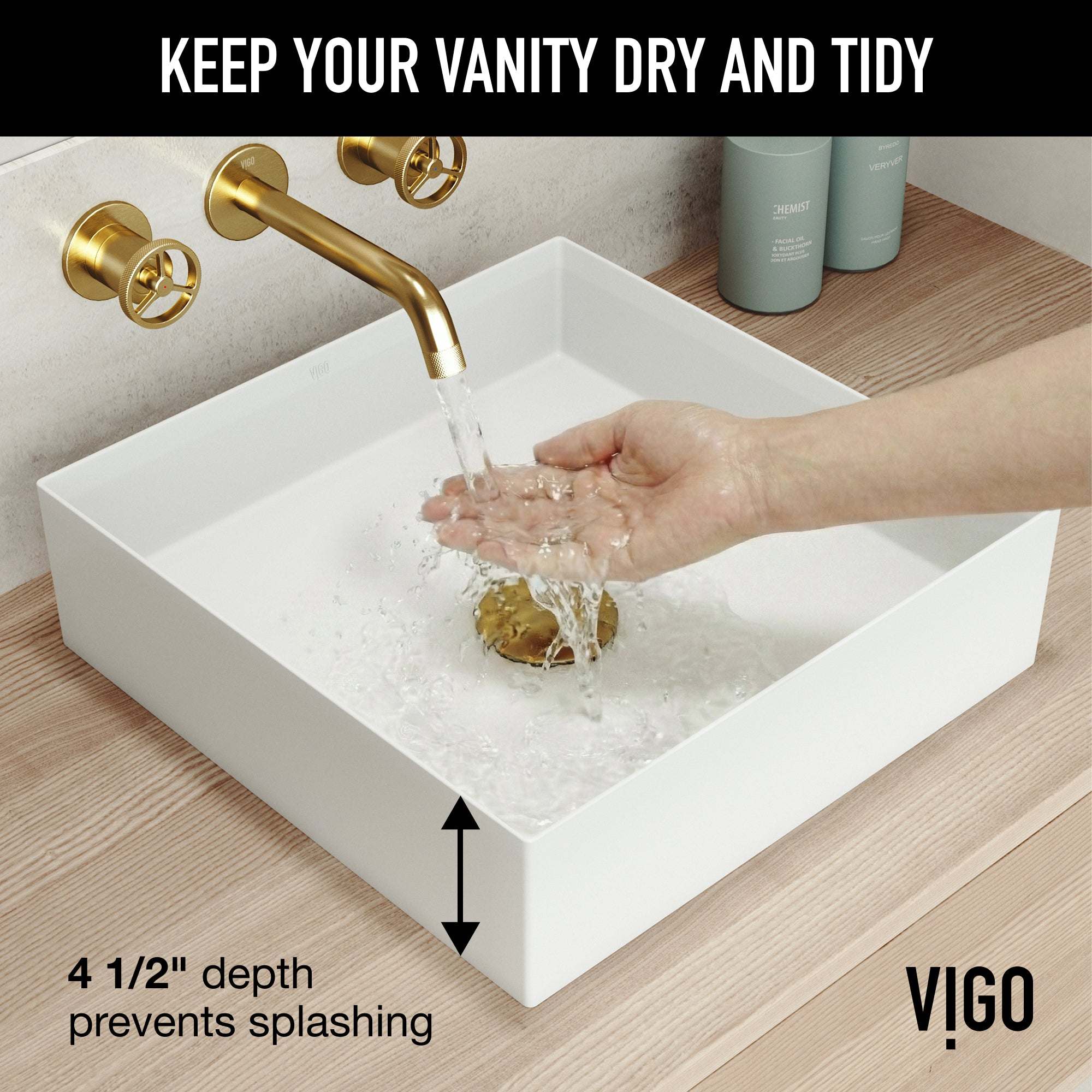 UltraThin™ Modern White Matte Stone™ 16 in. L x 16 in. W Square Vessel Bathroom Sink - Image 4