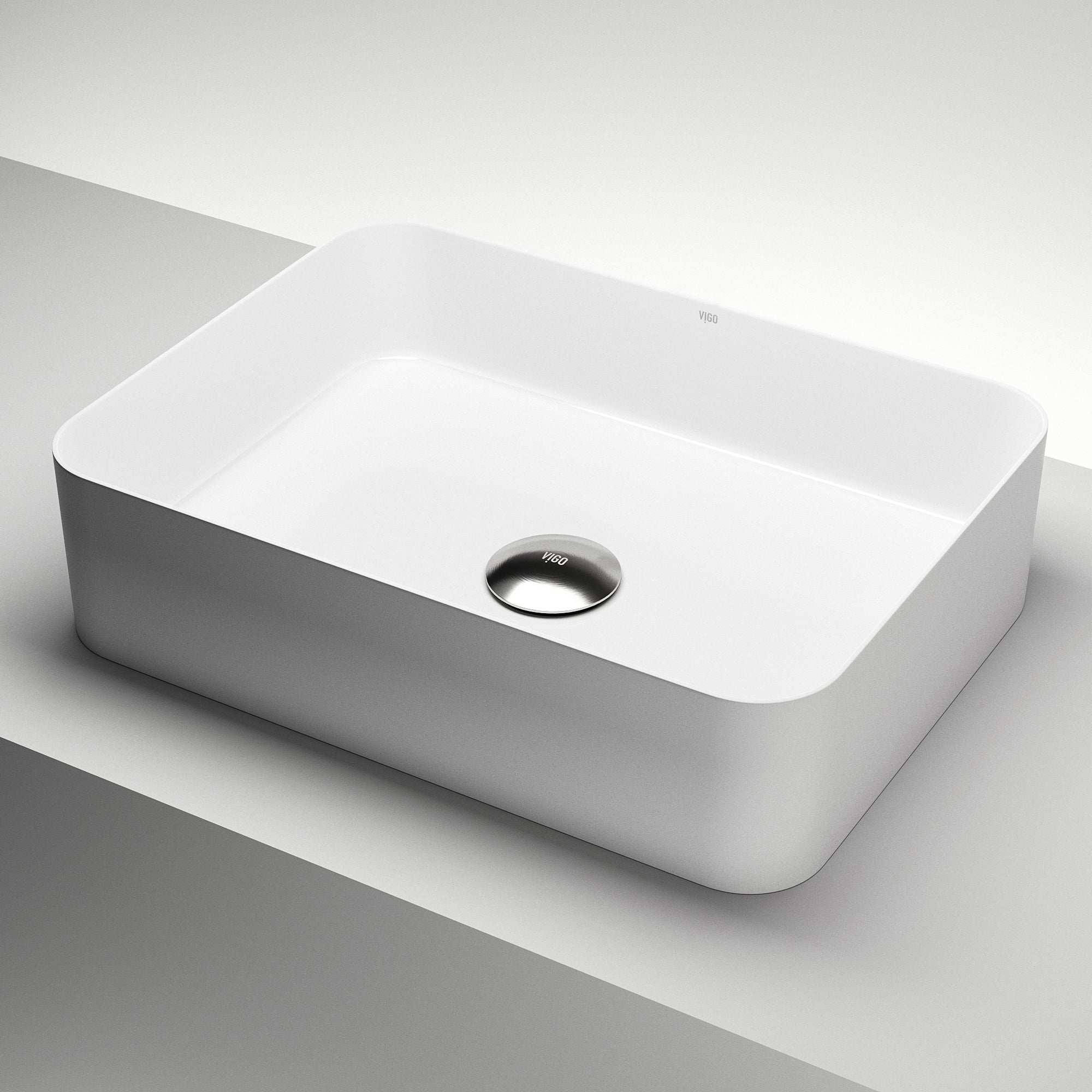 UltraThin™ Modern White Matte Stone™ 19 in. L x 14 in. W Rectangular Vessel Bathroom Sink - Image 12
