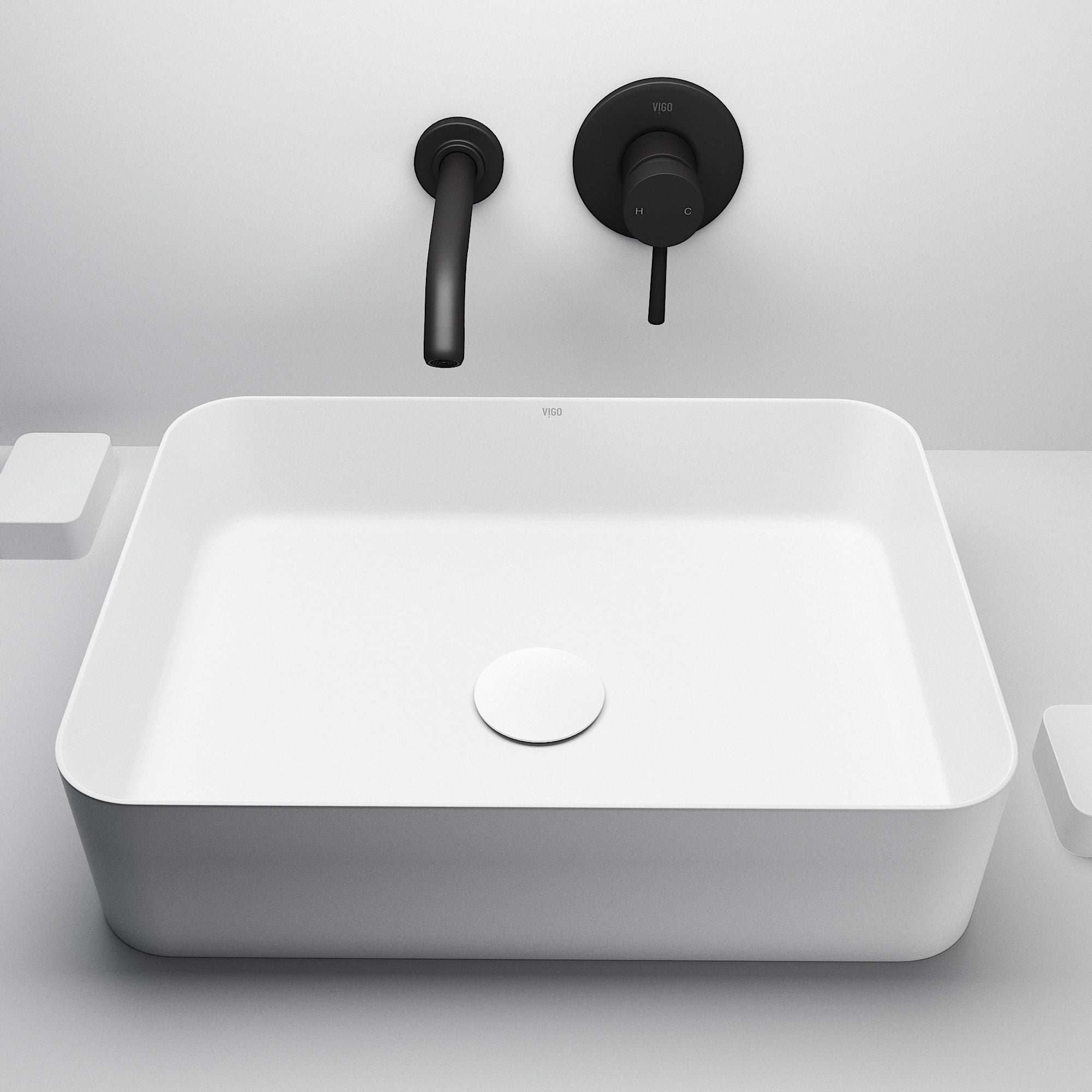 UltraThin™ Modern White Matte Stone™ 19 in. L x 14 in. W Rectangular Vessel Bathroom Sink - Image 9