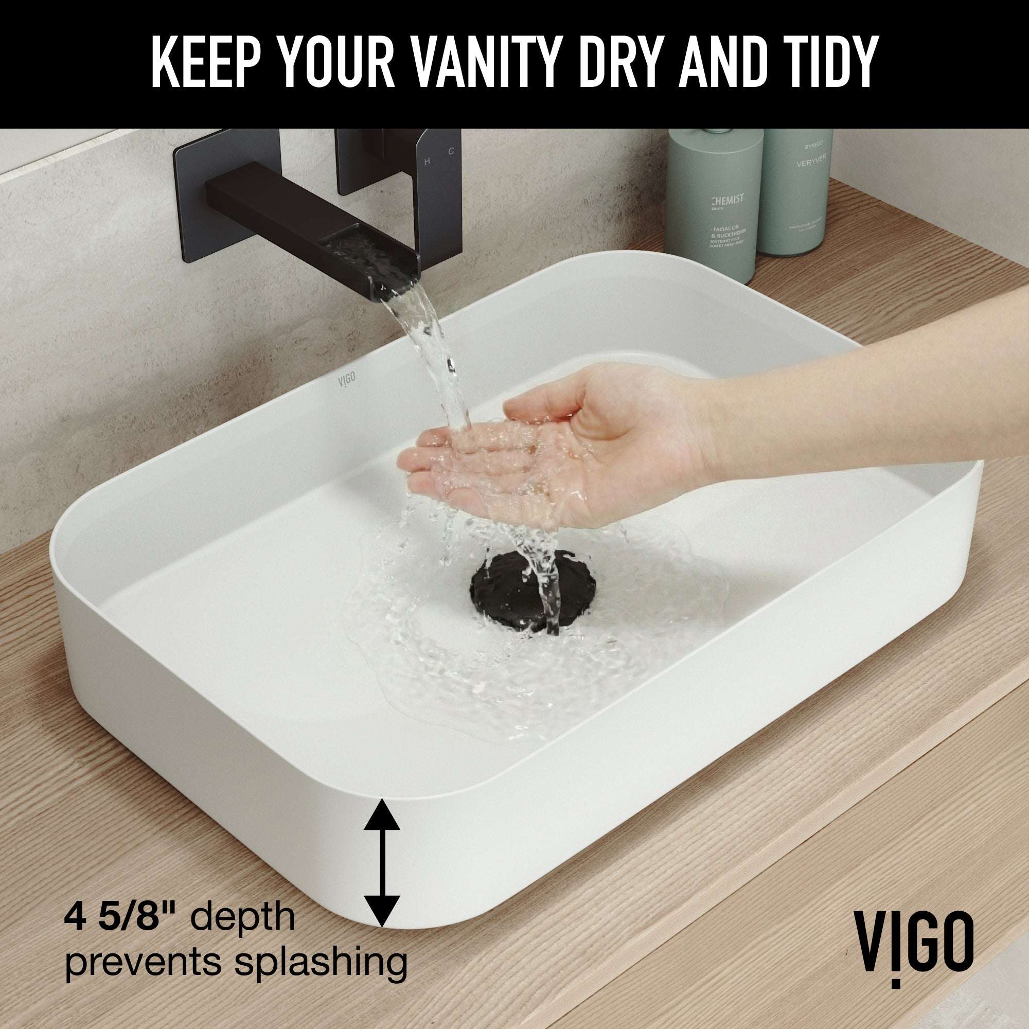 UltraThin™ Modern White Matte Stone™ 21 in. L x 14 in. W Rectangular Vessel Bathroom Sink - Image 4