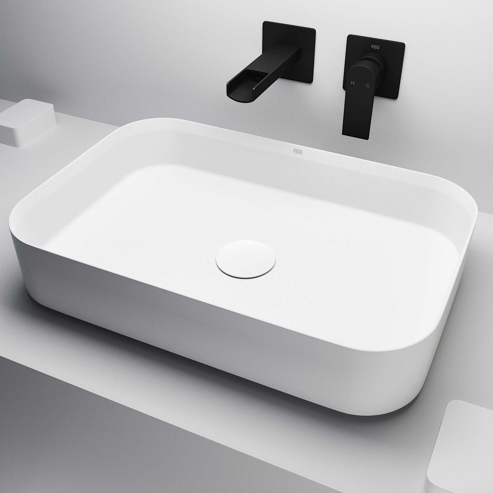UltraThin™ Modern White Matte Stone™ 21 in. L x 14 in. W Rectangular Vessel Bathroom Sink - Image 9