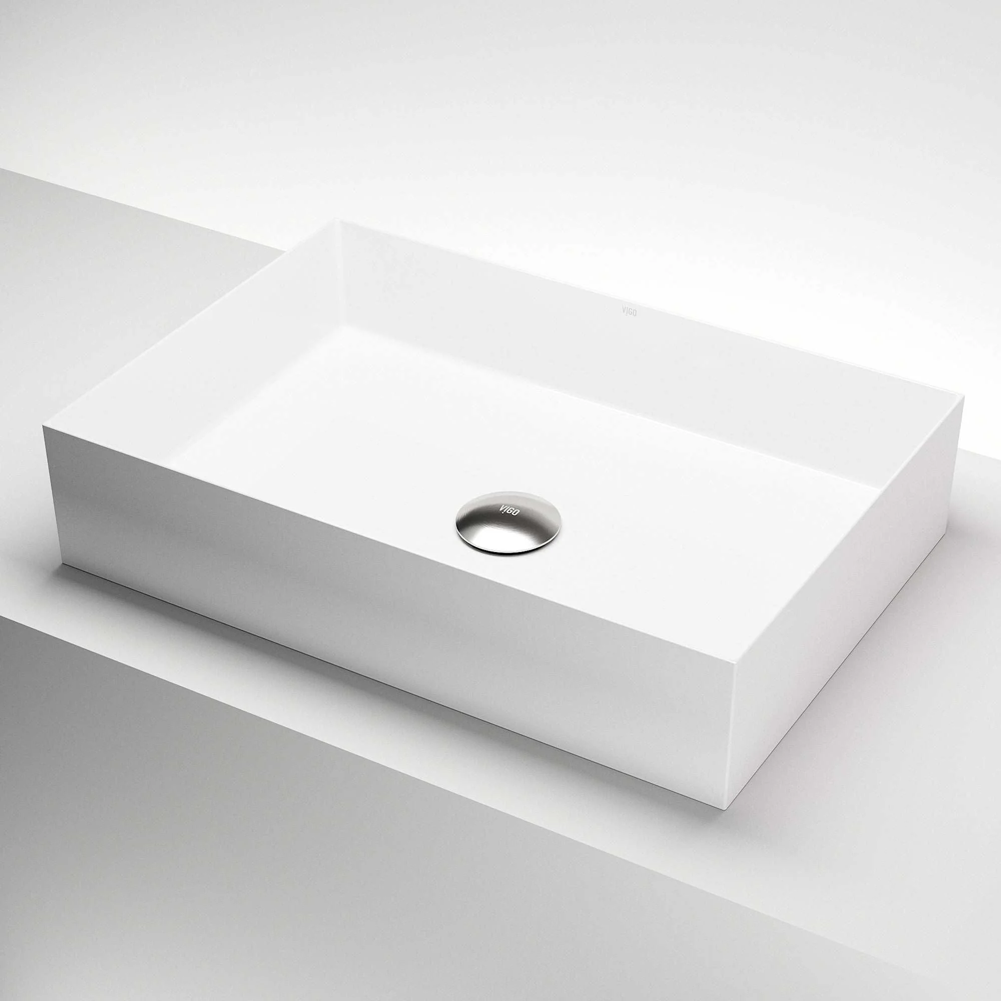 UltraThin™ Modern White Matte Stone™ 22 in. L x 15 in. W Rectangular Vessel Bathroom Sink - Image 12