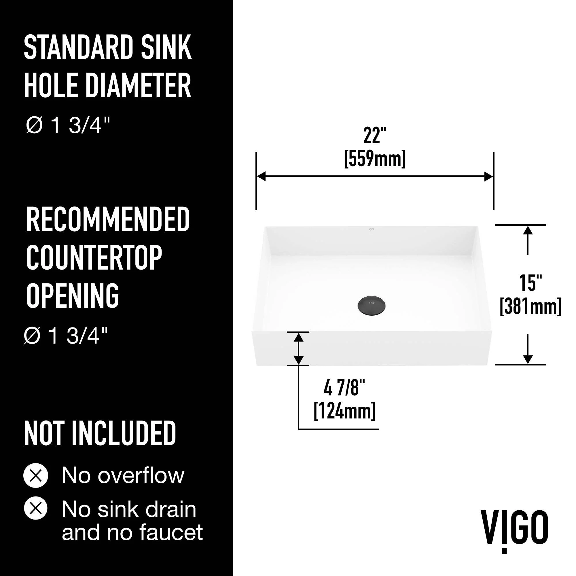 UltraThin™ Modern White Matte Stone™ 22 in. L x 15 in. W Rectangular Vessel Bathroom Sink - Image 3
