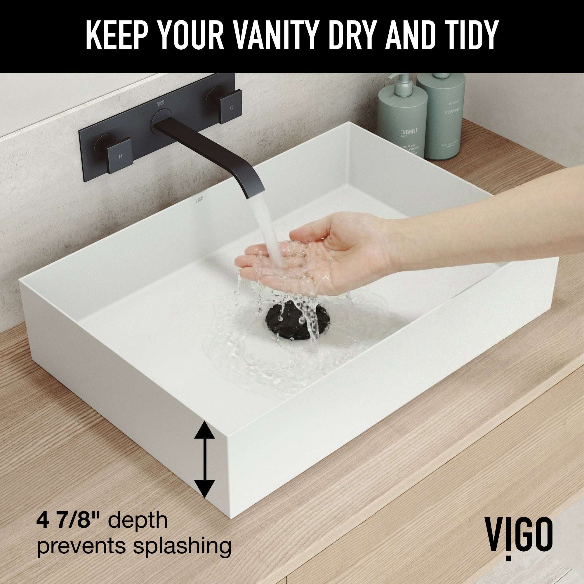 UltraThin™ Modern White Matte Stone™ 22 in. L x 15 in. W Rectangular Vessel Bathroom Sink - Image 4