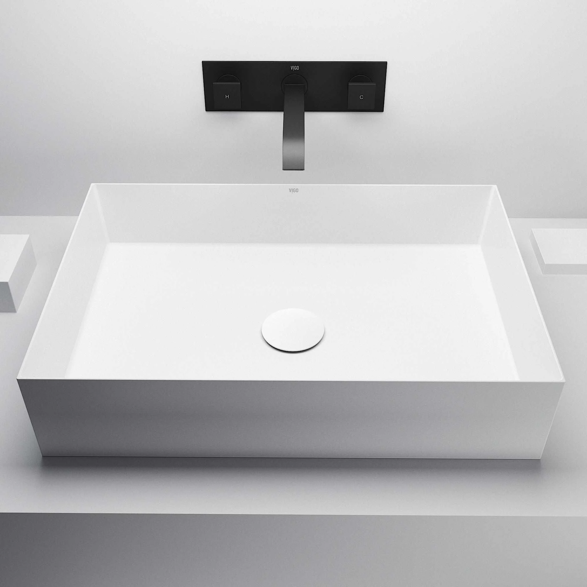UltraThin™ Modern White Matte Stone™ 22 in. L x 15 in. W Rectangular Vessel Bathroom Sink - Image 9