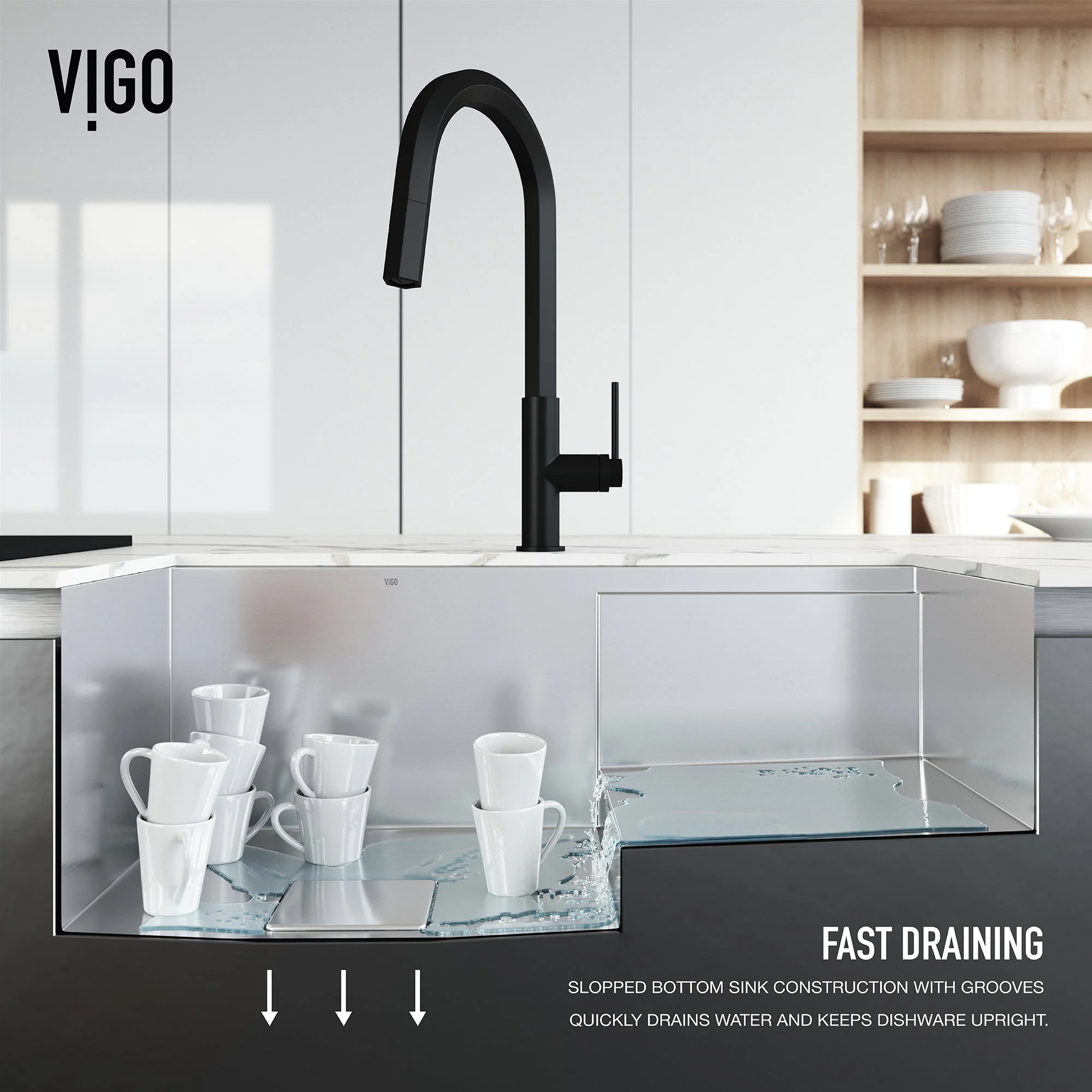 VIGO Hampton 32 in. Undermount Workstation Sink with Cutting Board, Colander Holder, Colander, Bottom Grids, Strainer, Drain Cover - Image 20