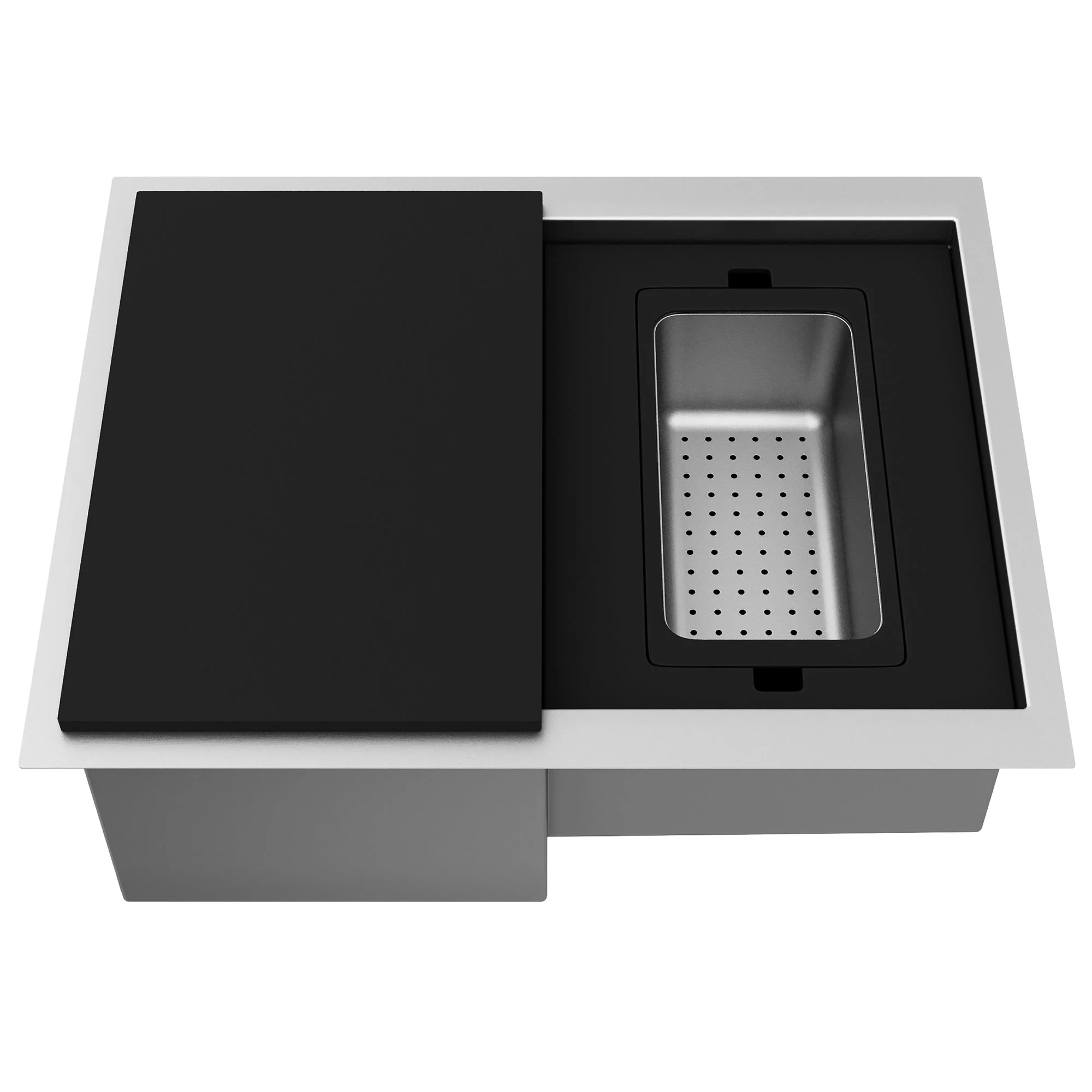 VIGO Hampton 32 in. Undermount Workstation Sink with Cutting Board, Colander Holder, Colander, Bottom Grids, Strainer, Drain Cover - Image 3