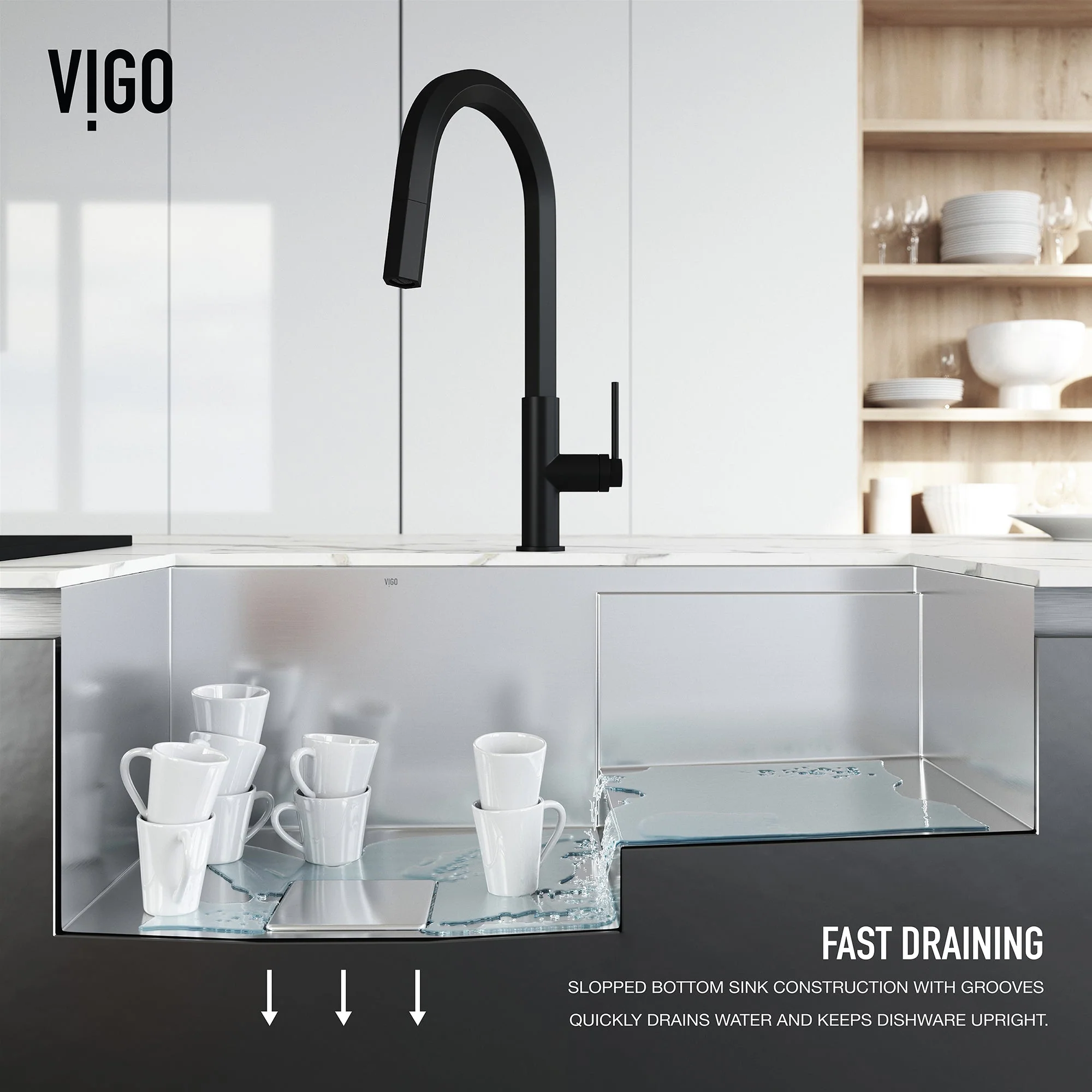 VIGO Hampton 32 in. Undermount Workstation Sink with Cutting Board, Colander Holder, Colander, Bottom Grids, Strainer, Drain Cover - Image 9